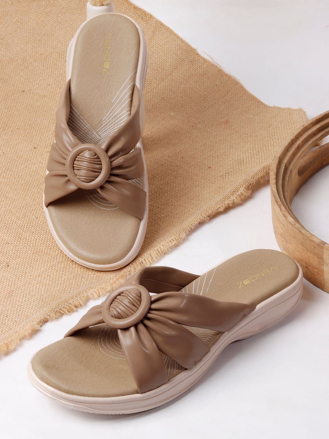 VENDOZ Women Open Toe Flats with Bows - view 1