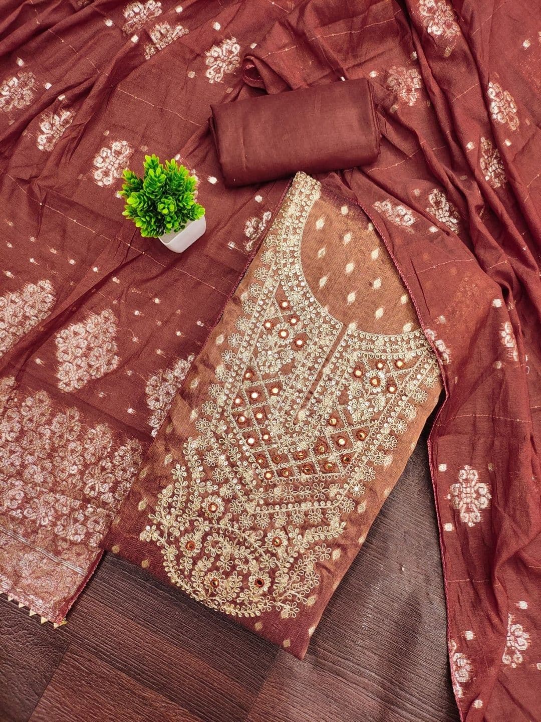 Rangtulika Ethnics Embroidered Unstitched Dress Material - view 1