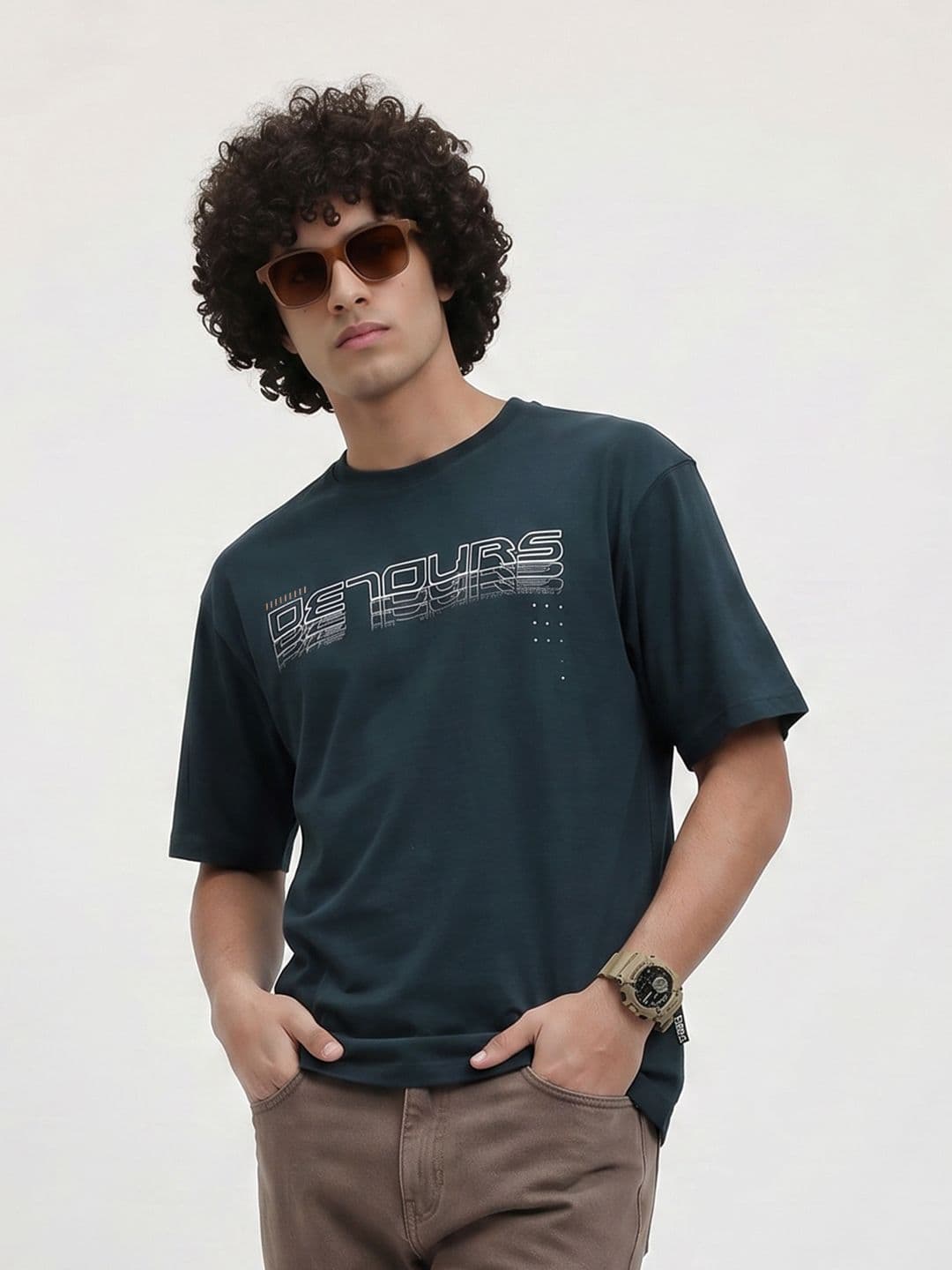 The Roadster Life Co. Relaxed Fit Graphic Printed Pure Cotton T-shirt - view 1