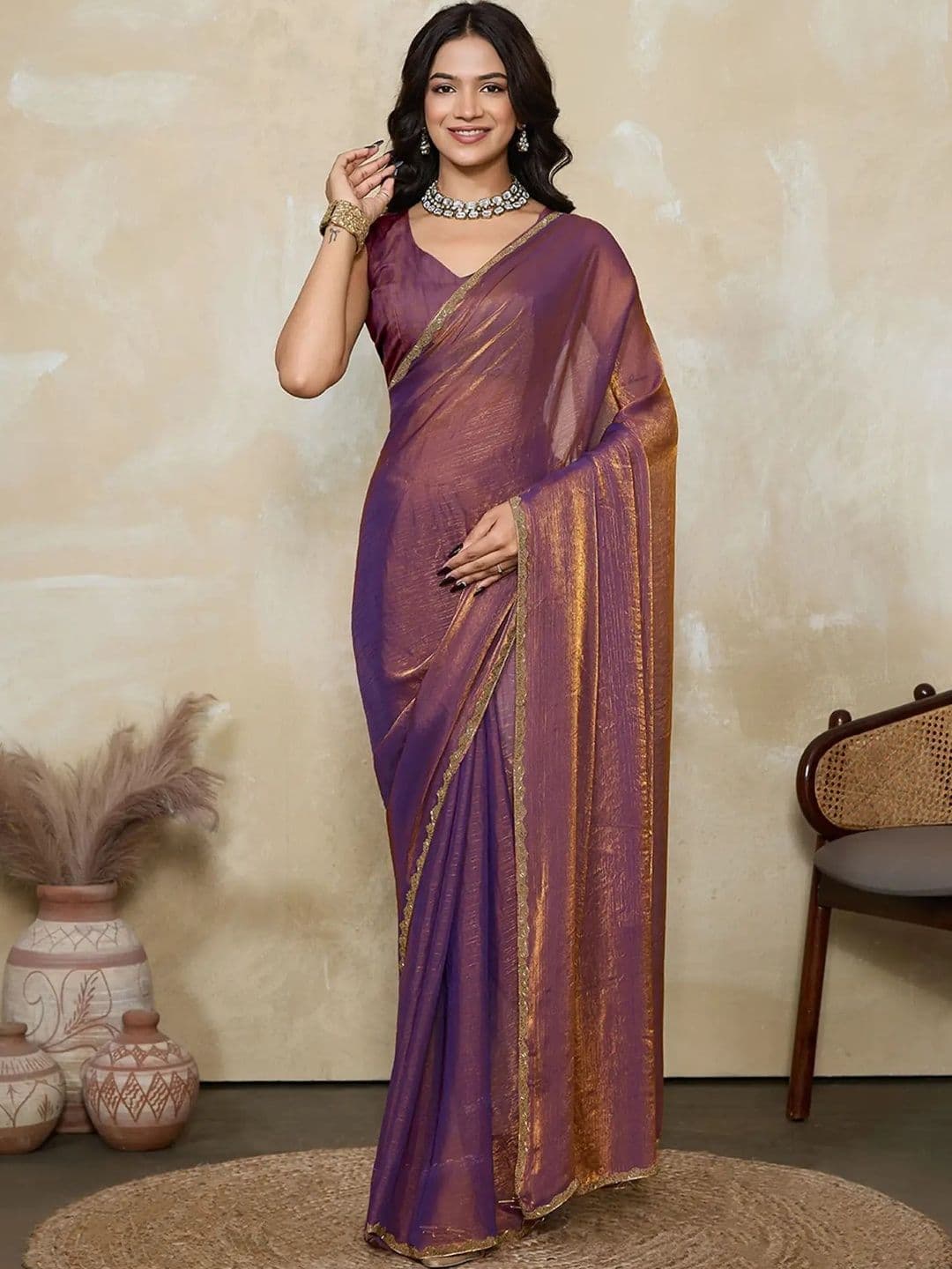 KRISHNA KURTIES Tissue Saree - view 1