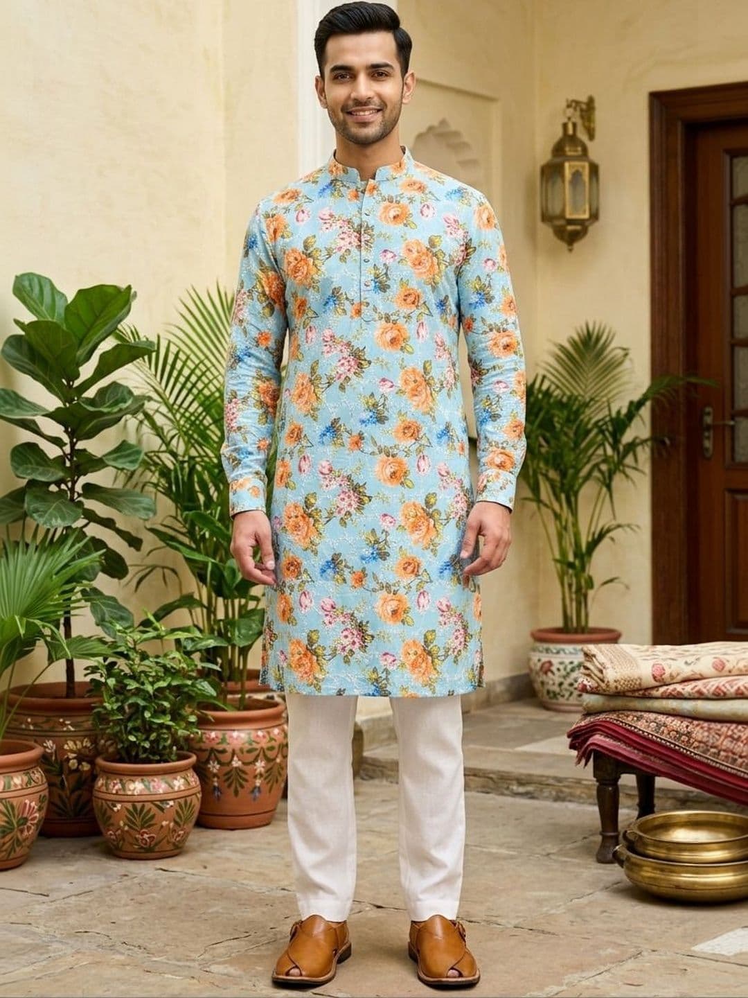 Suramya Virasat Men Floral Printed Indie Florals Kurta - view 1