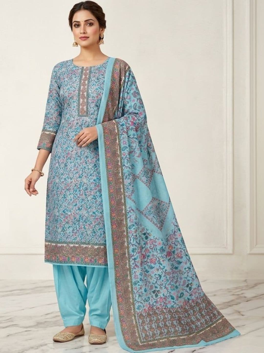 KTI Printed Unstitched Dress Material - view 1