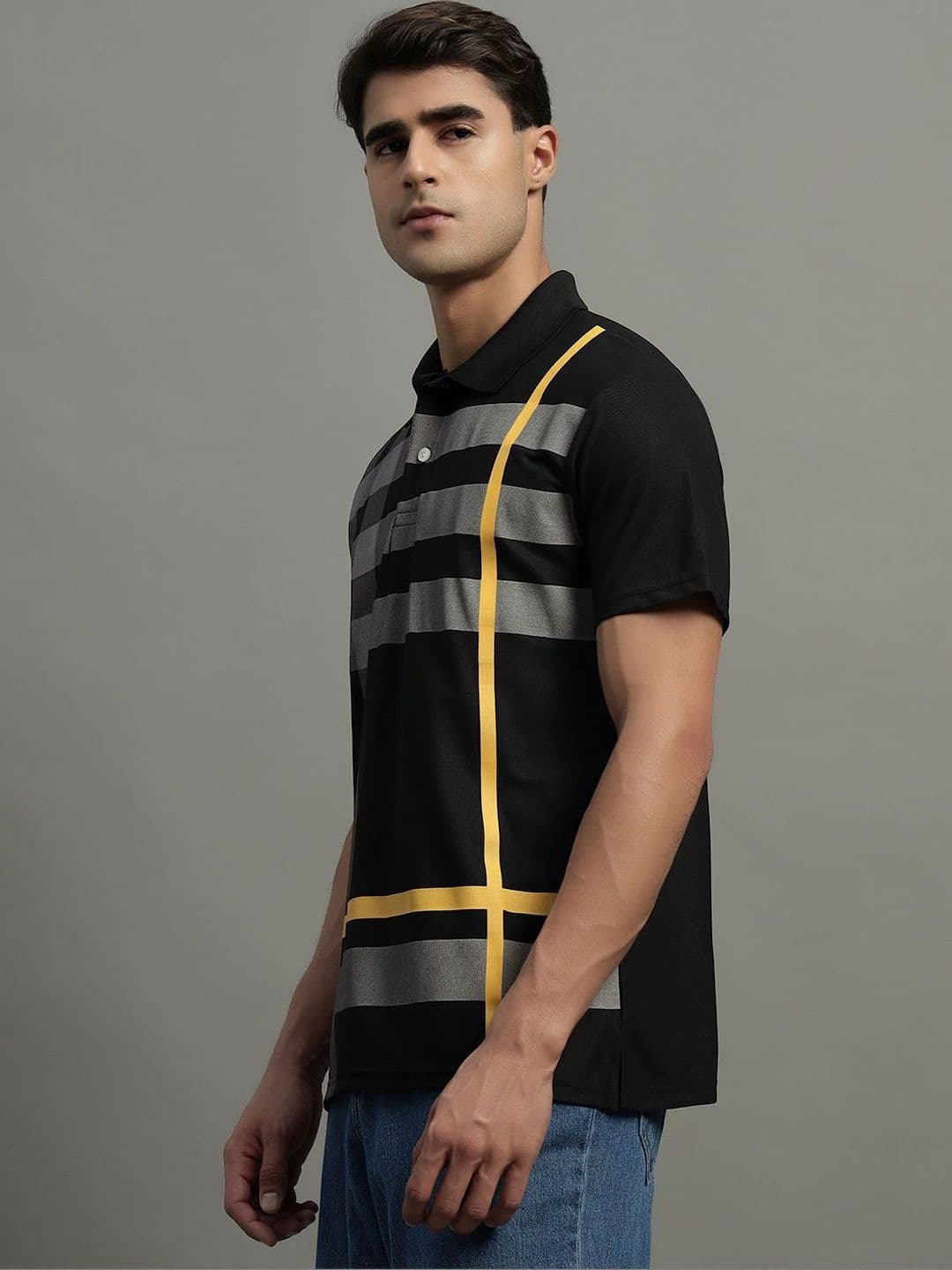 Mast & Harbour Men Checked Polo Collar T-shirt - view 1
