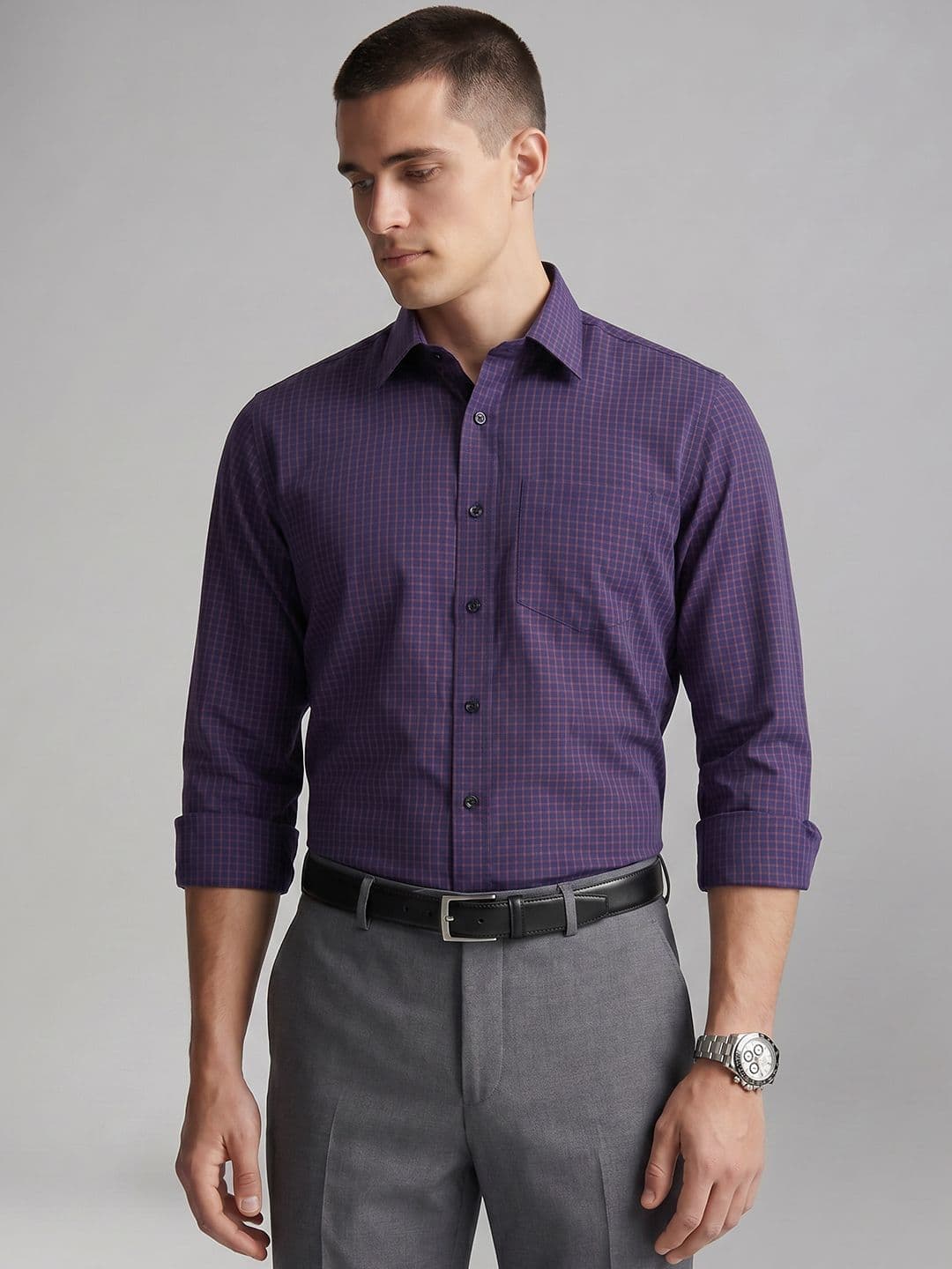 Van Heusen Slim Fit Checked Pure Cotton Formal Shirt - view 1