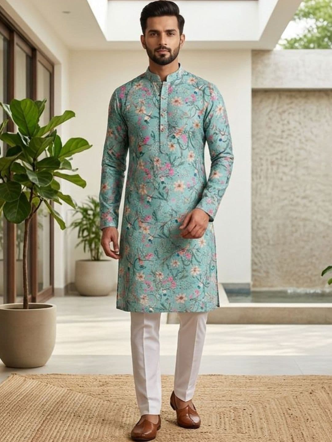 Suramya Virasat Men Floral Printed Indie Florals Kurta - view 1