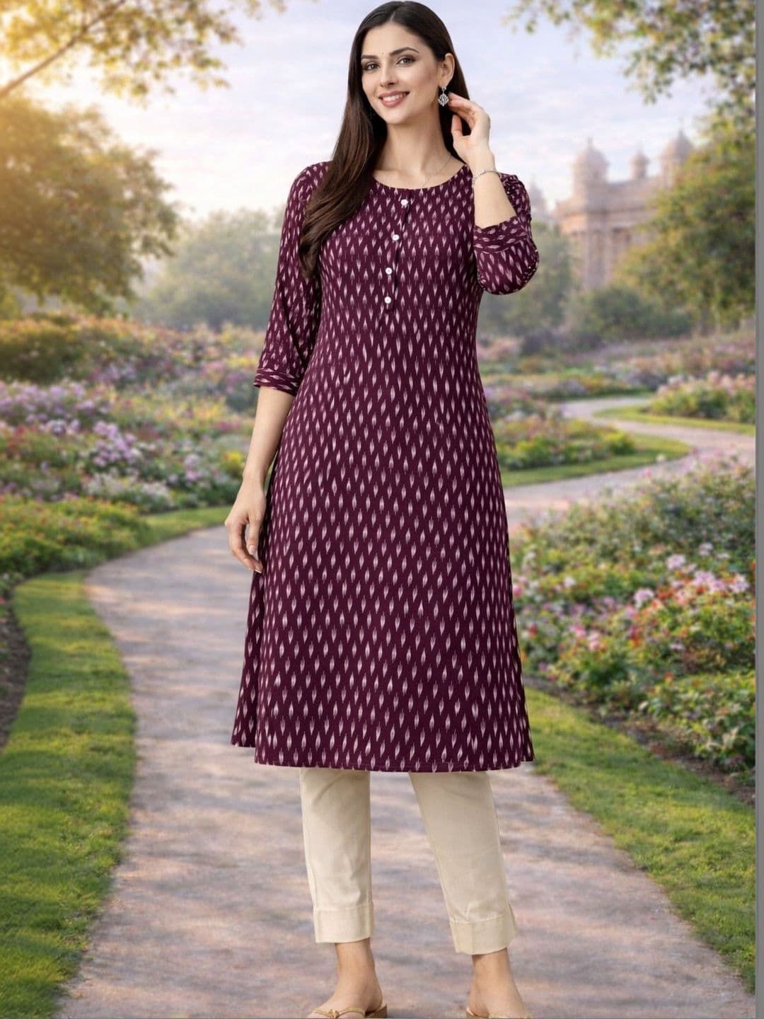 Samhitas Leheriya Printed Pure Cotton Kurti - view 1