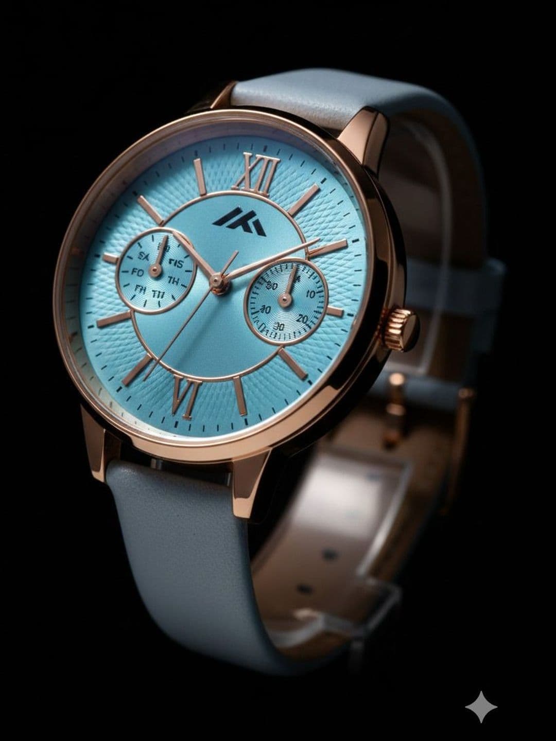 VIRAKTI Women Brass Dial & Straps Analogue Date Aperture Watch H-35-SKY BLUE VIR - view 1