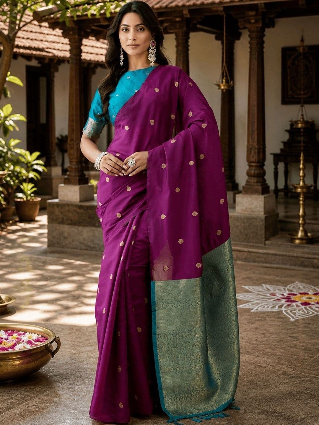 kasee Ethnic Motifs Zari Art Silk Handloom Saree - view 1