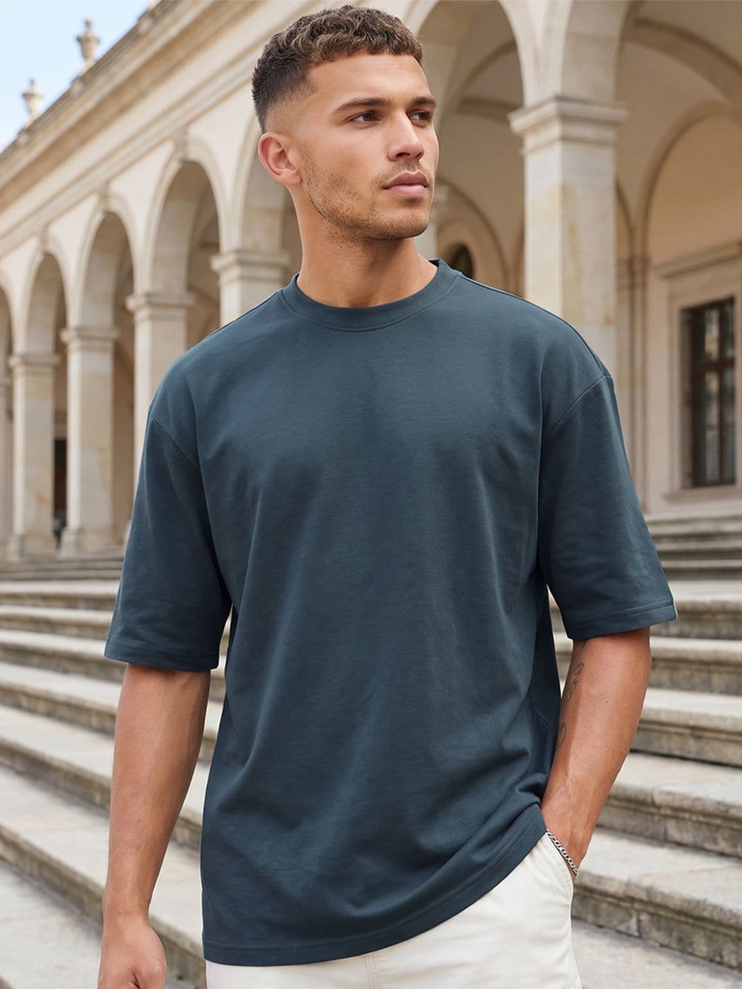 Bewakoof Heavy Duty 1.0 Drop-Shoulder Sleeves Oversized Cotton T-shirt - view 1