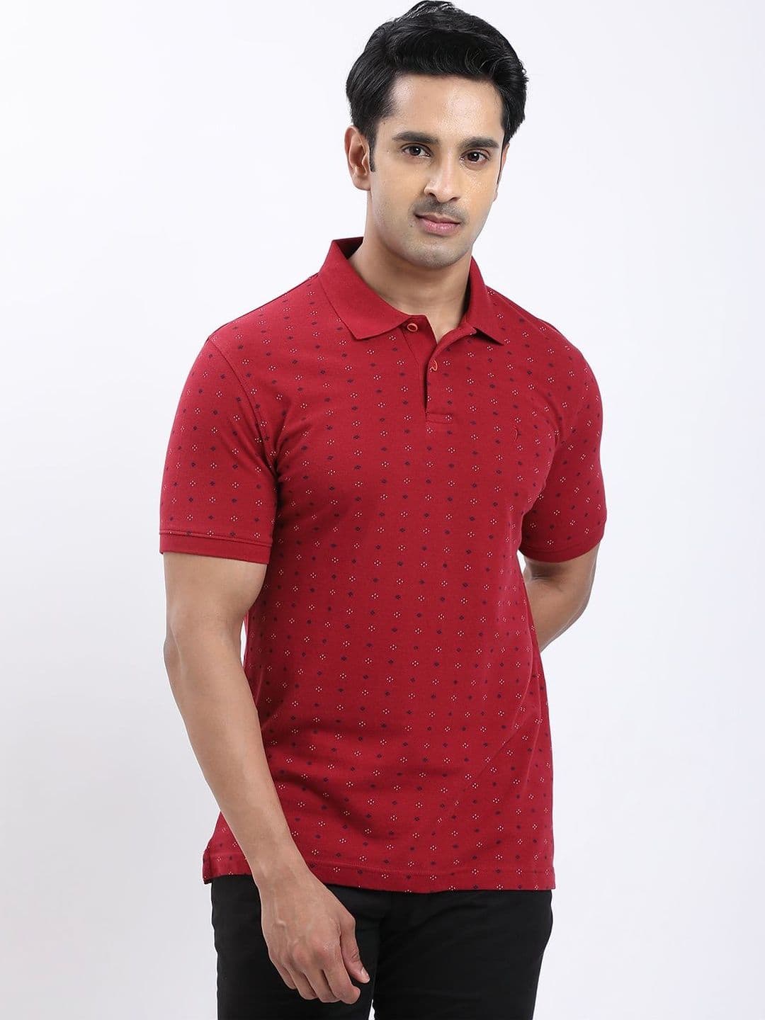 Indian Terrain Printed Pure Cotton Polo Collar T-shirt - view 1
