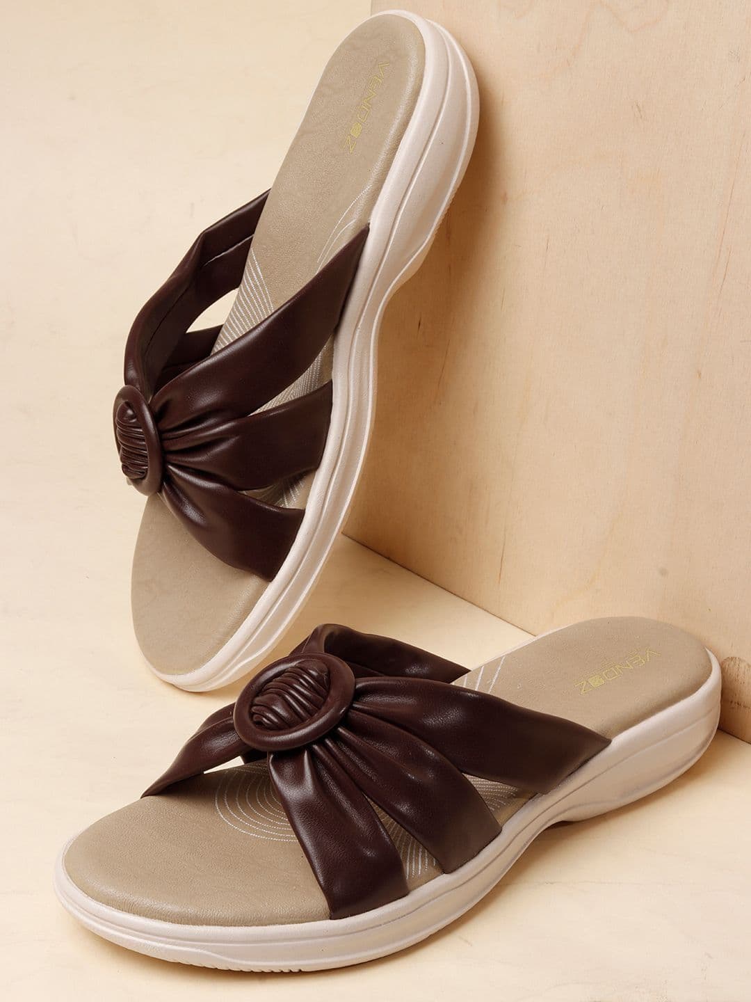 VENDOZ Women Open Toe Flats with Bows - view 1