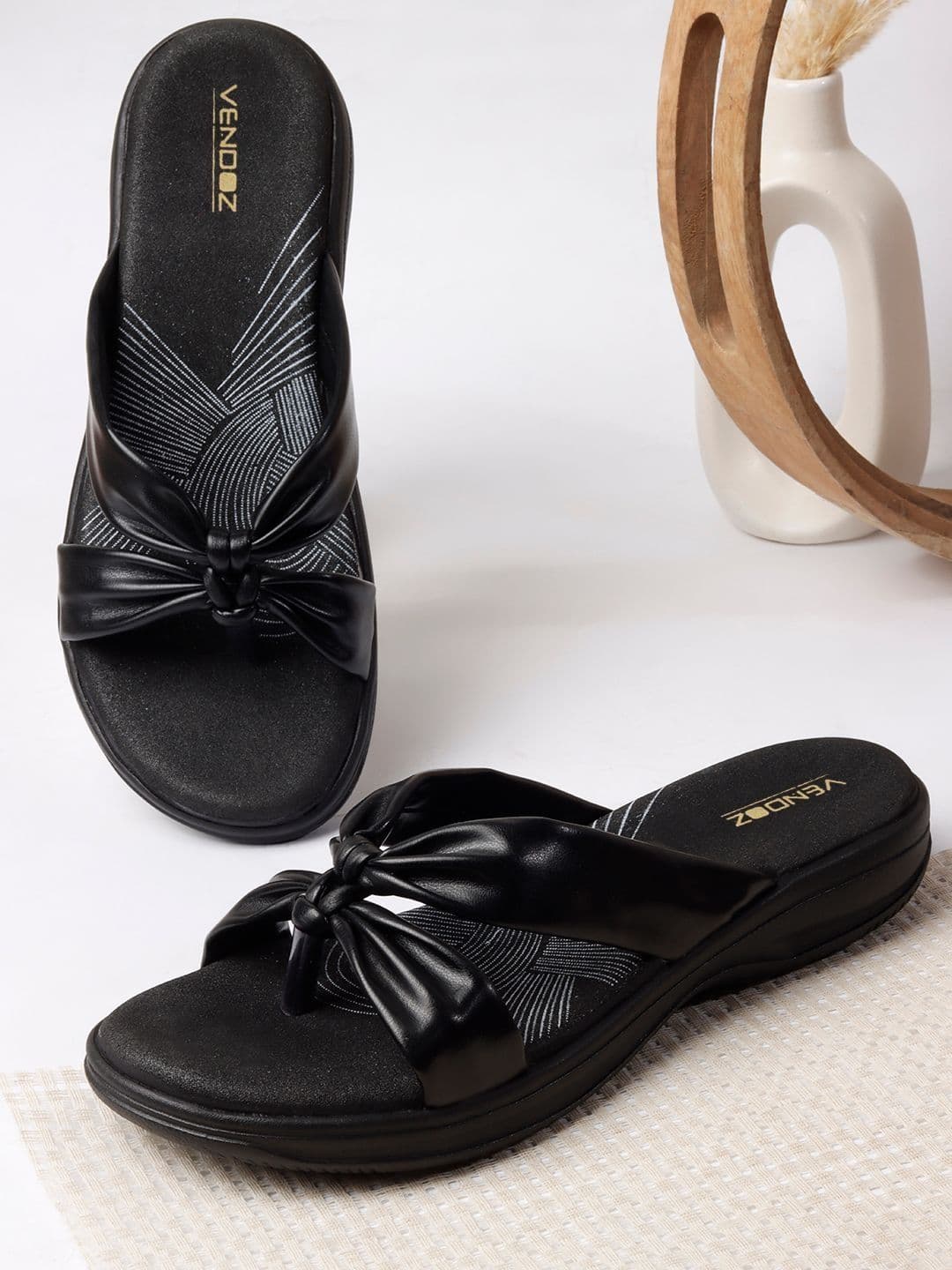 VENDOZ Women Open Toe Flats with Bows - view 1
