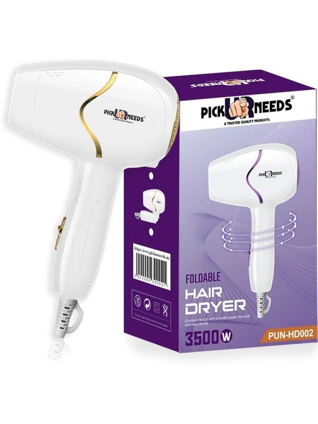 Pick Ur Needs Portable Mini Hair Dryer With Foldable Handle - 3500W - view 1