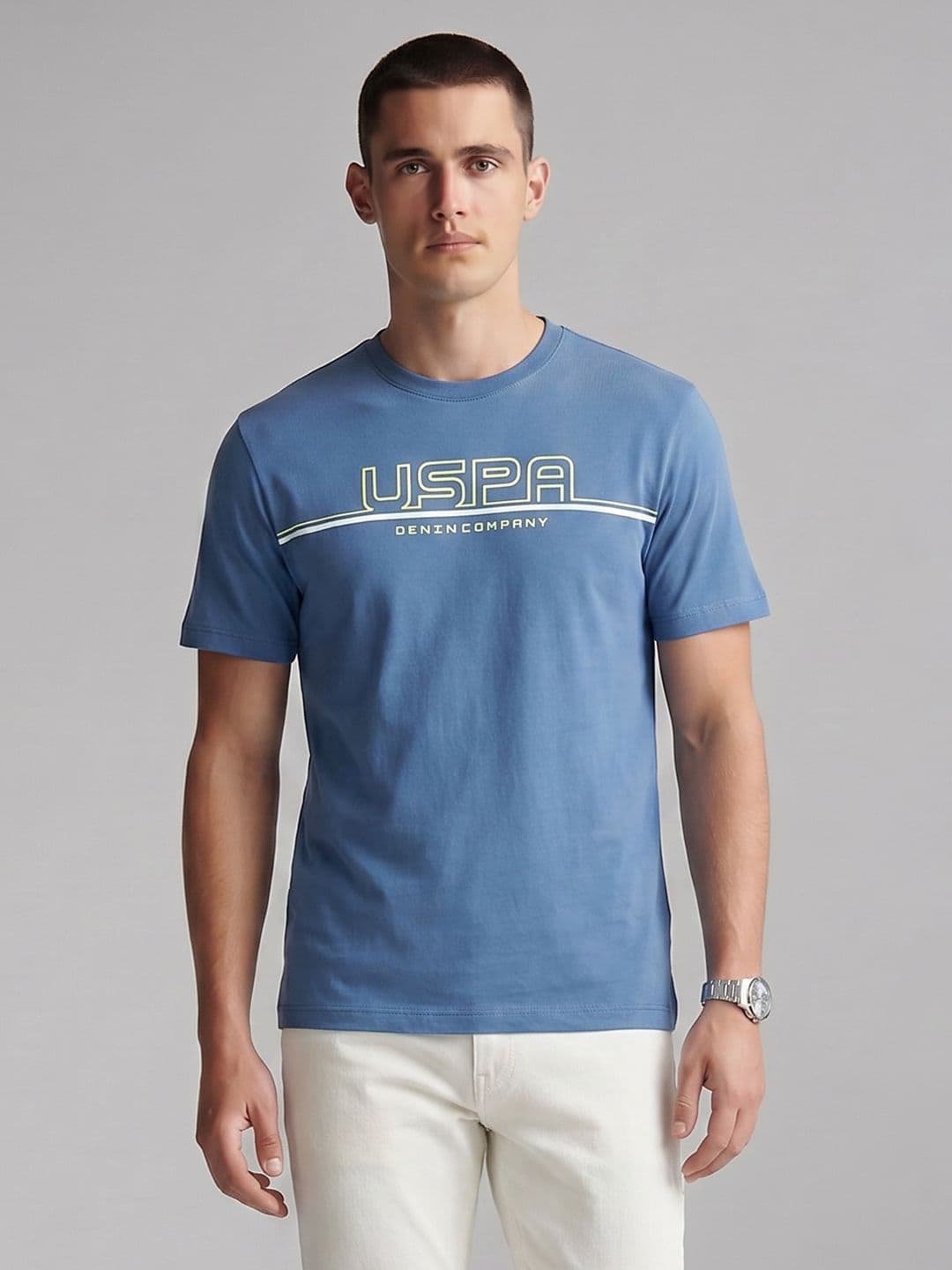 U.S. Polo Assn. Denim Co. Brand Logo Printed Pure Cotton T-shirt - view 1