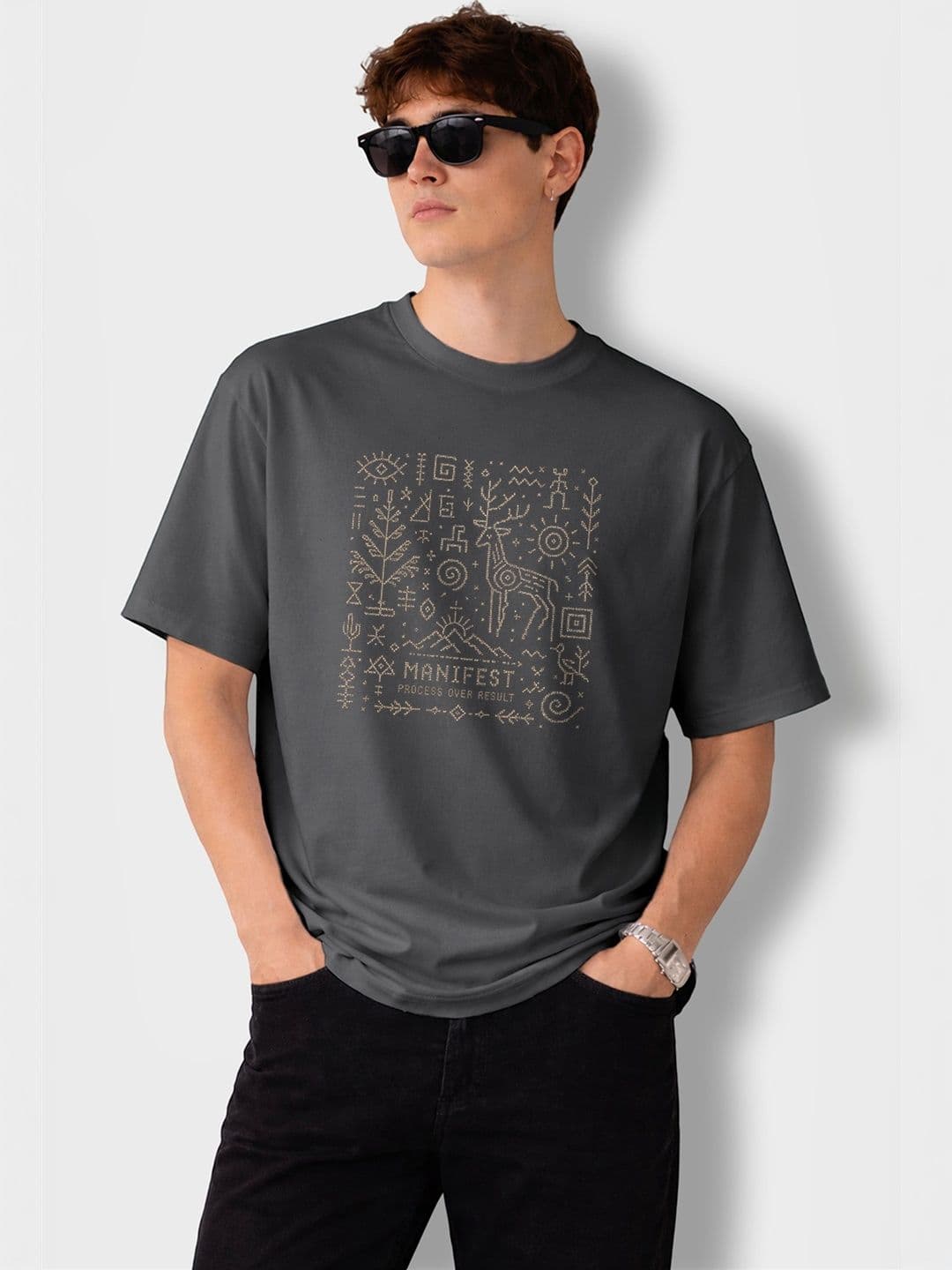 The Roadster Lifestyle Co Graphic Printed Oversized-Fit Organic Cotton T-Shirt - view 1