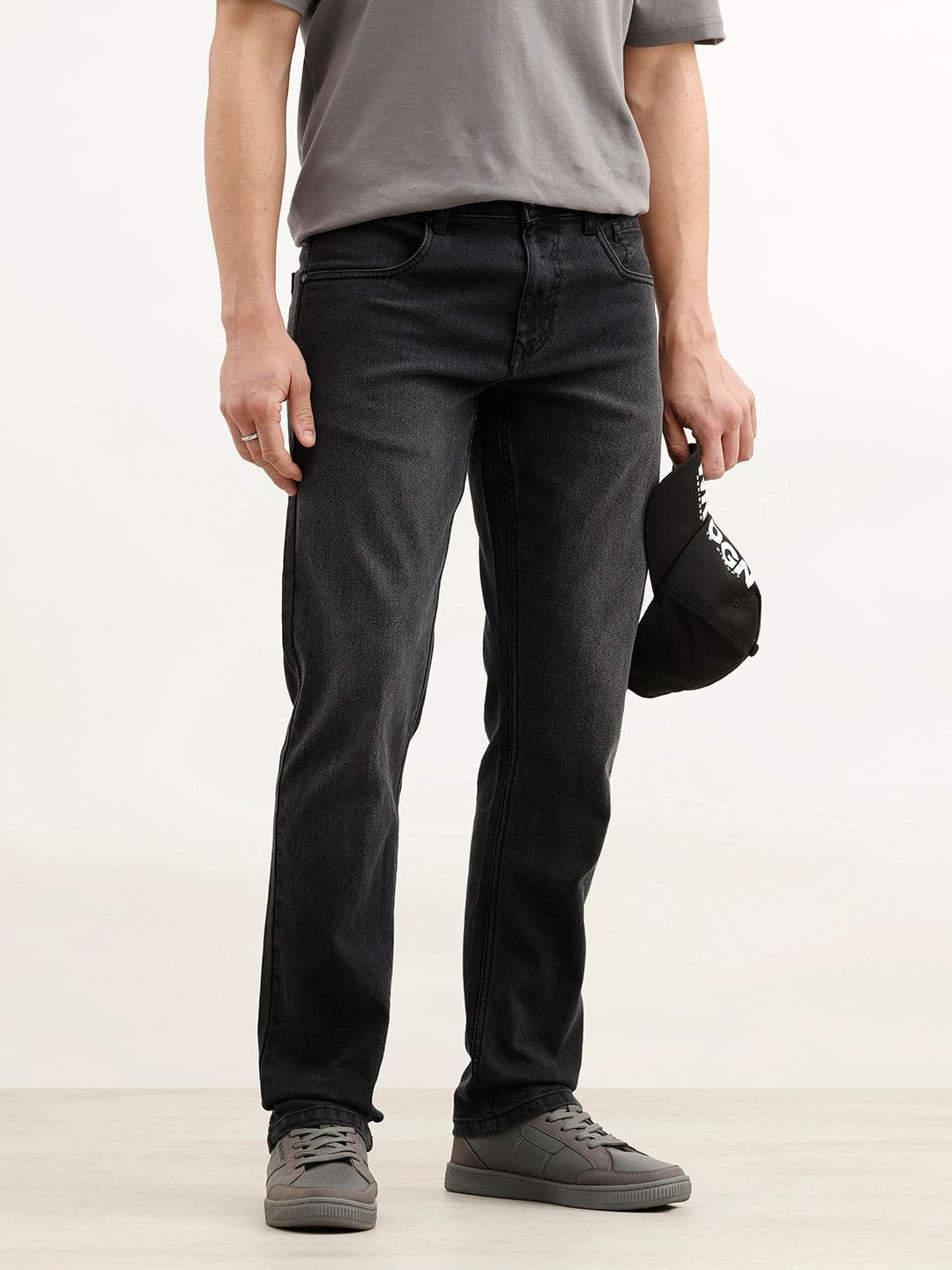 WROGN Men Straight Fit Mid-Rise Light Fade Stretchable Jeans - view 1