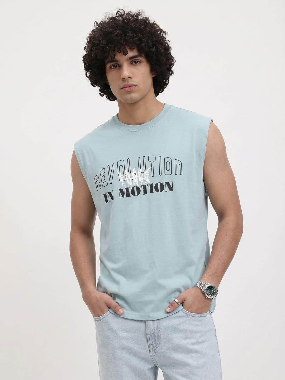 The Roadster Life Co. Typography Printed Sleeveless T-shirt - view 1