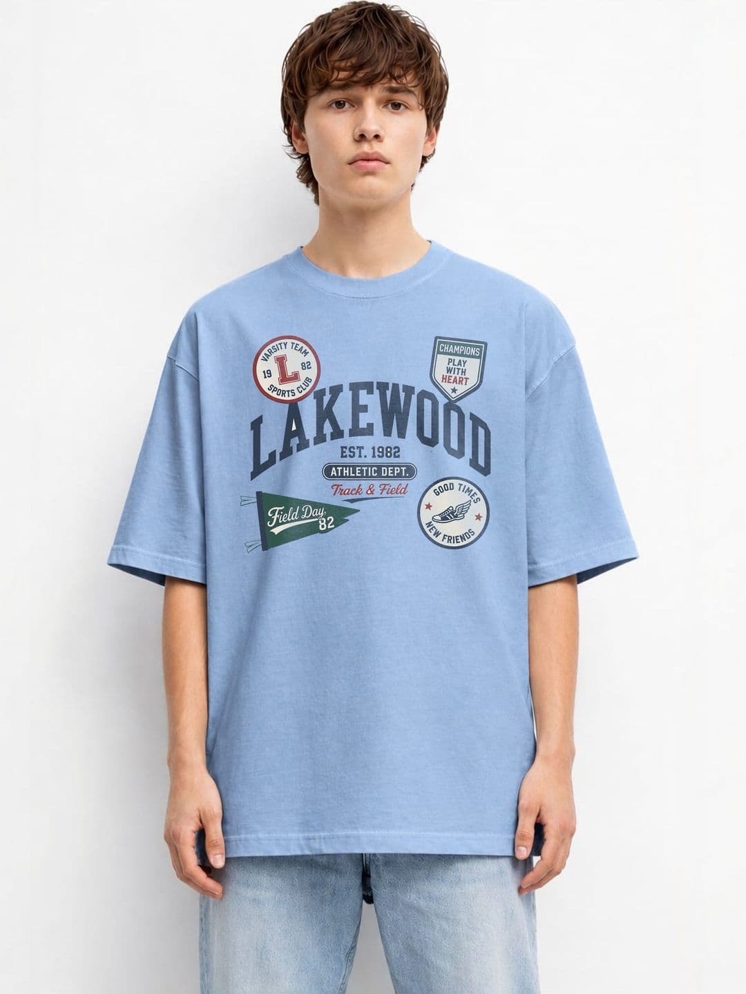The Roadster Lifestyle Co Typography Printed Oversized-Fit Organic Cotton T-Shirt - view 1