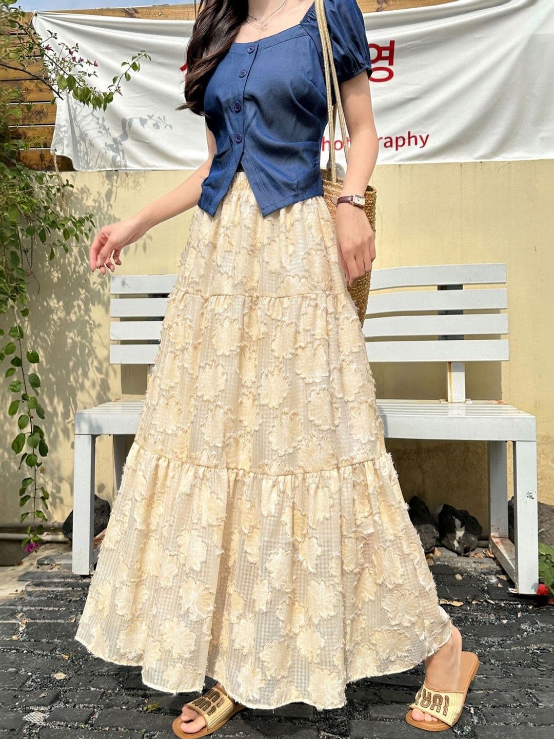 StyleCast x Revolte Women Self Design Tiered Maxi Tiered Skirt - view 1