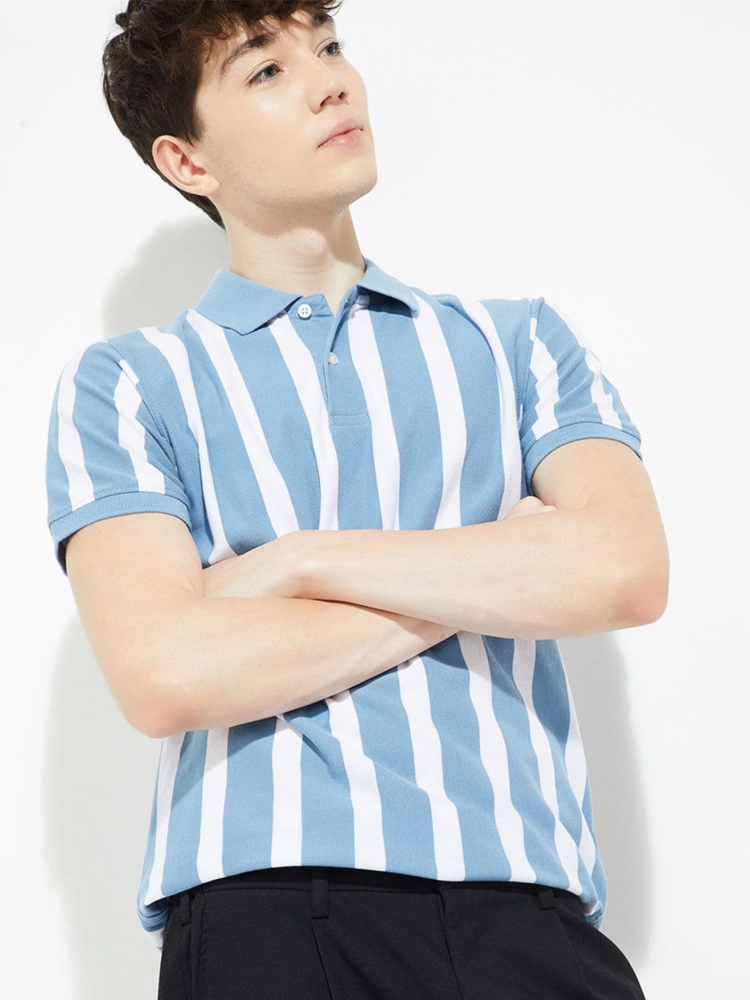 max Striped Polo Collar Short Sleeves Regular Fit T-shirt - view 1