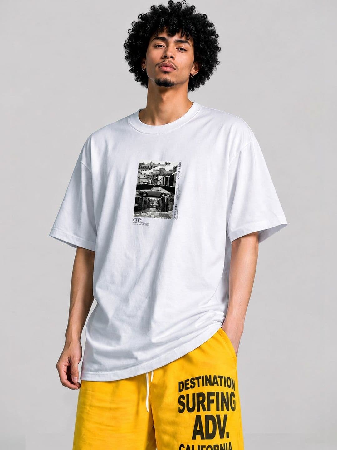The Roadster Lifestyle Co Graphic Printed Oversized-Fit Organic Cotton T-Shirt - view 1