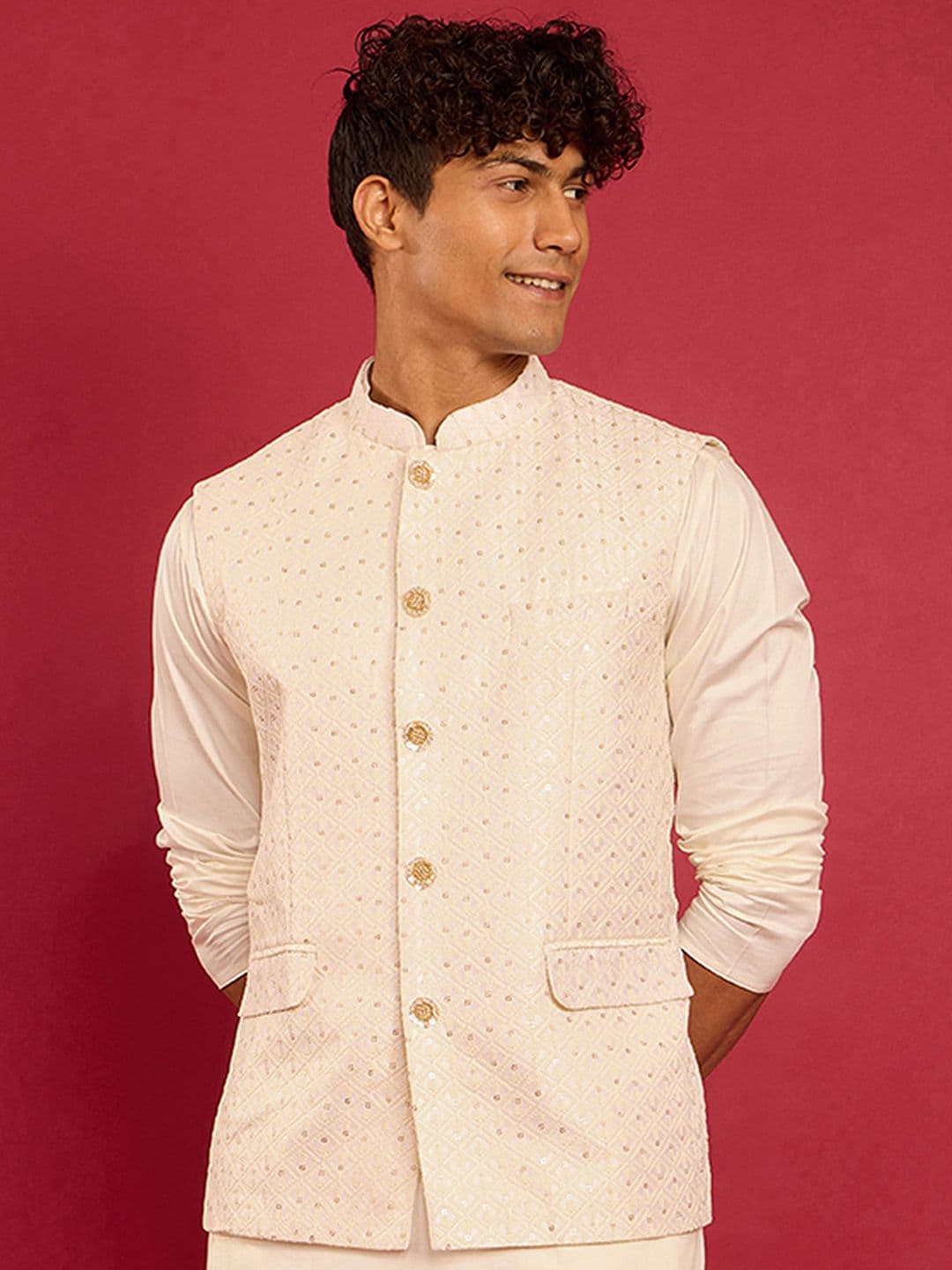 VASTRAMAY Men Embroidered Nehru Jacket - view 1