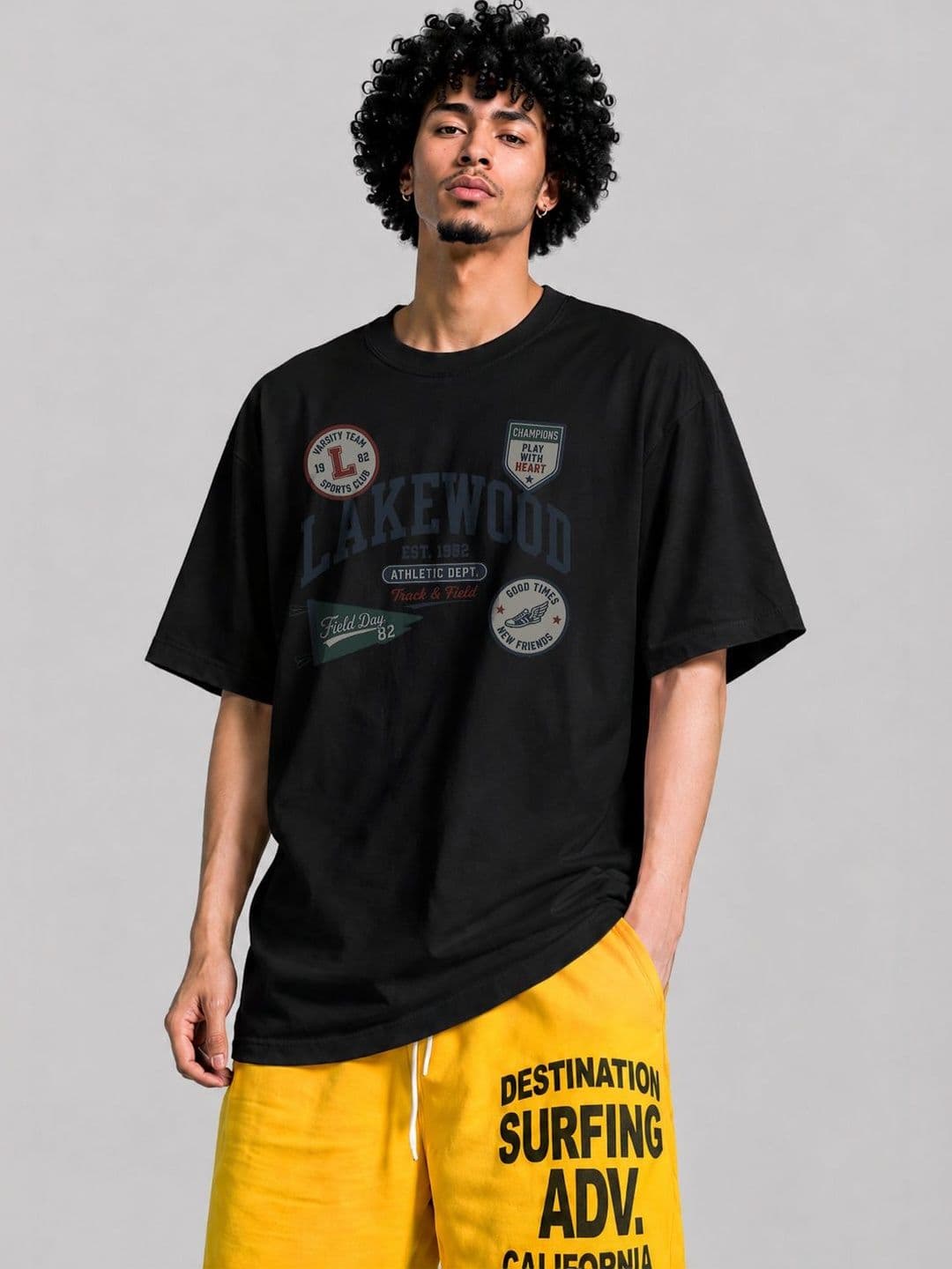 The Roadster Lifestyle Co Typography Printed Oversized-Fit Organic Cotton T-Shirt - view 1