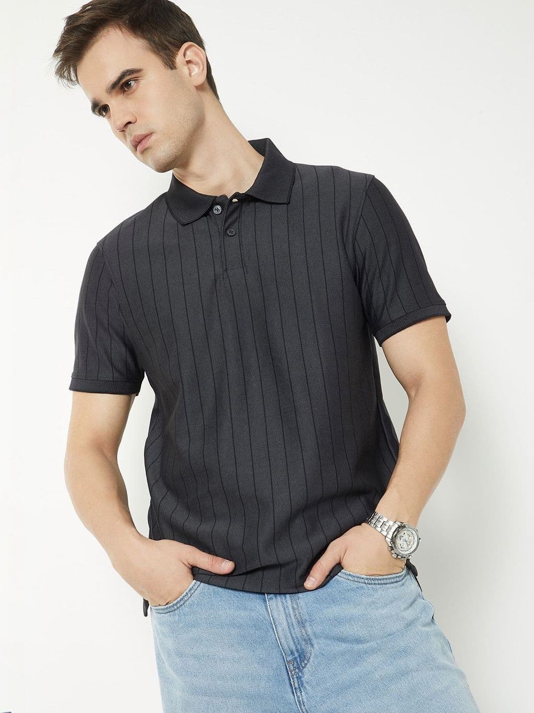 max Men Striped Polo Collar T-shirt - view 1