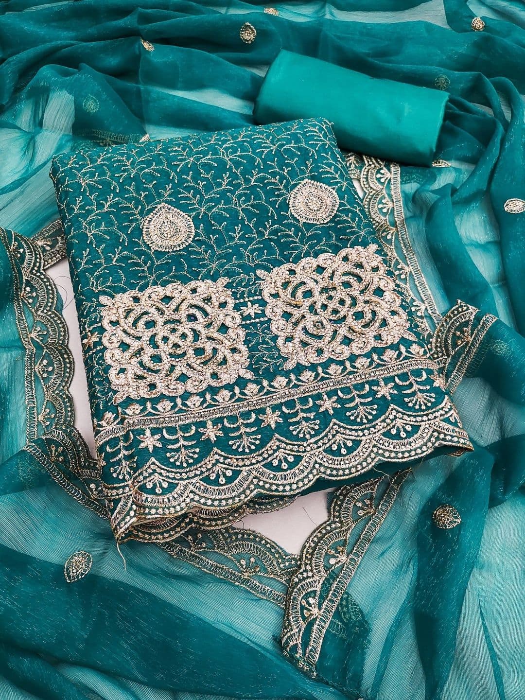 Panzora Embroidered Unstitched Dress Material - view 1