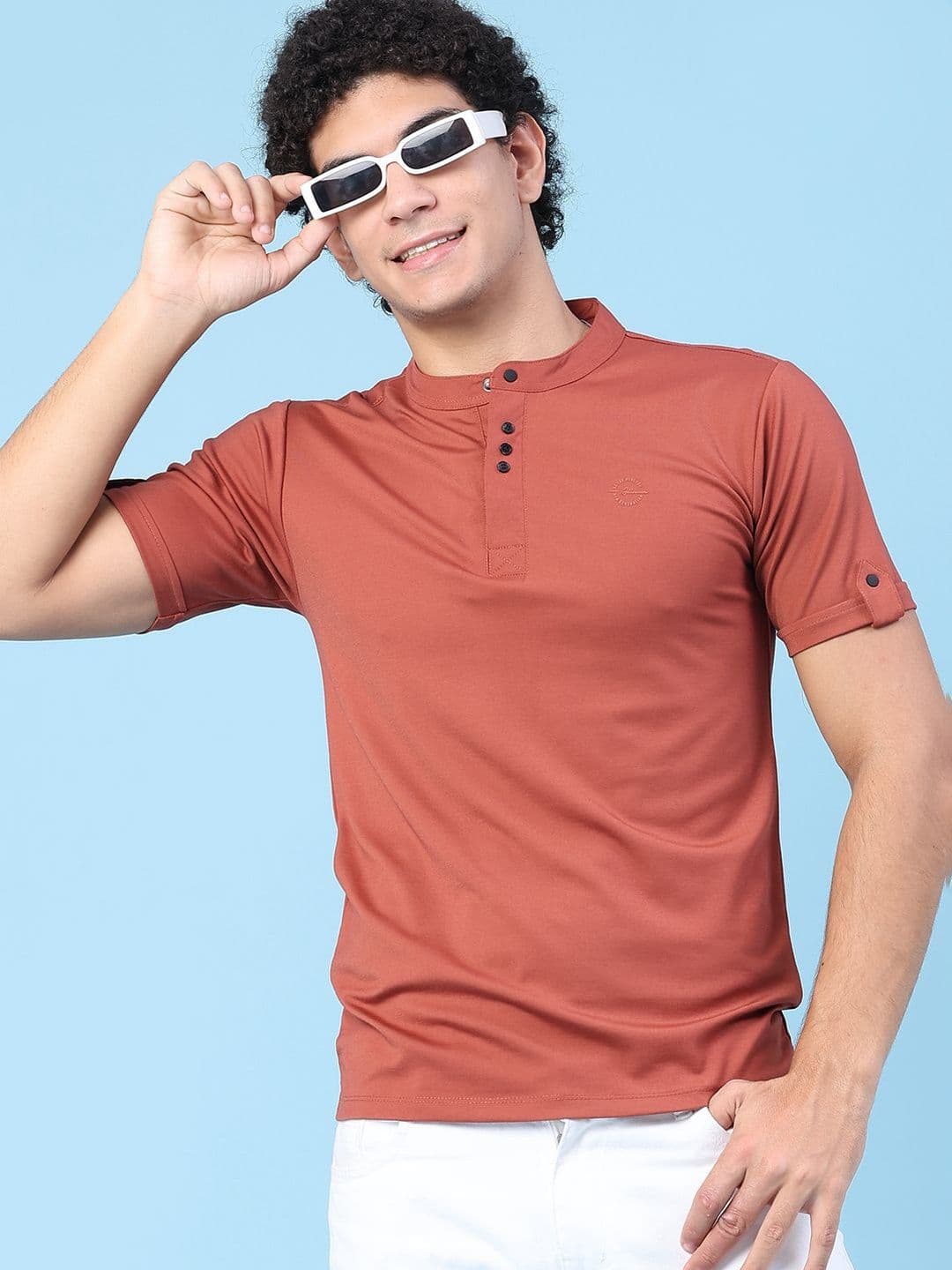 V-Mart Men Mandarin Collar Pockets T-shirt - view 1