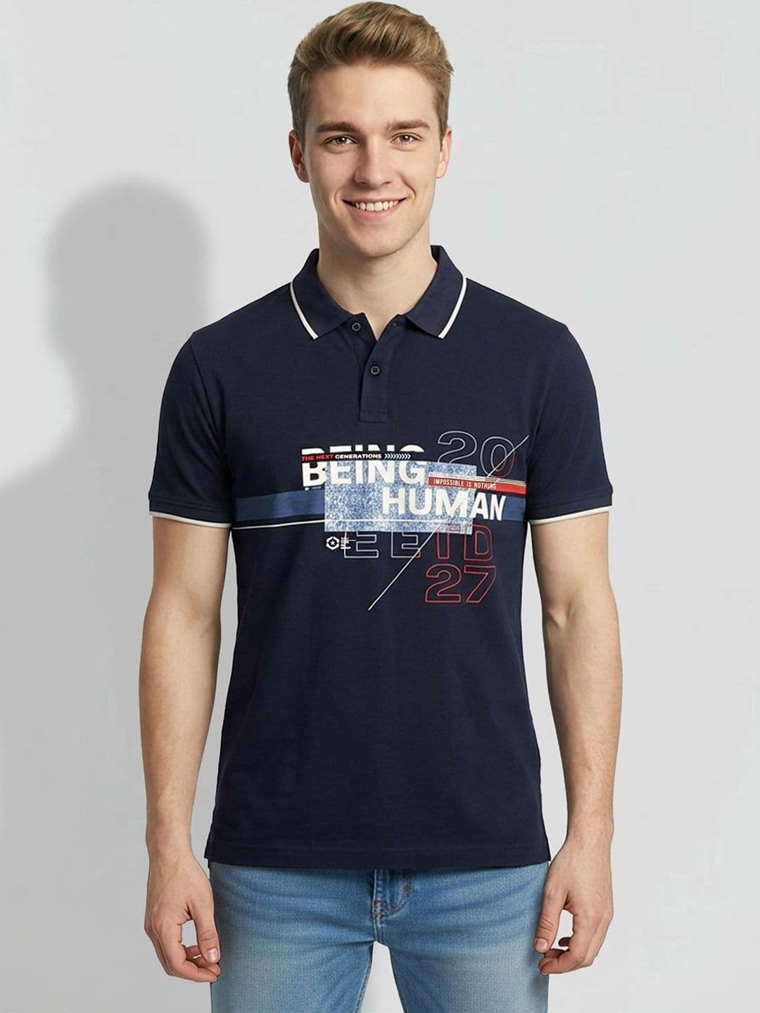 Being Human Men Typography Printed Polo Collar T-shirt - view 1