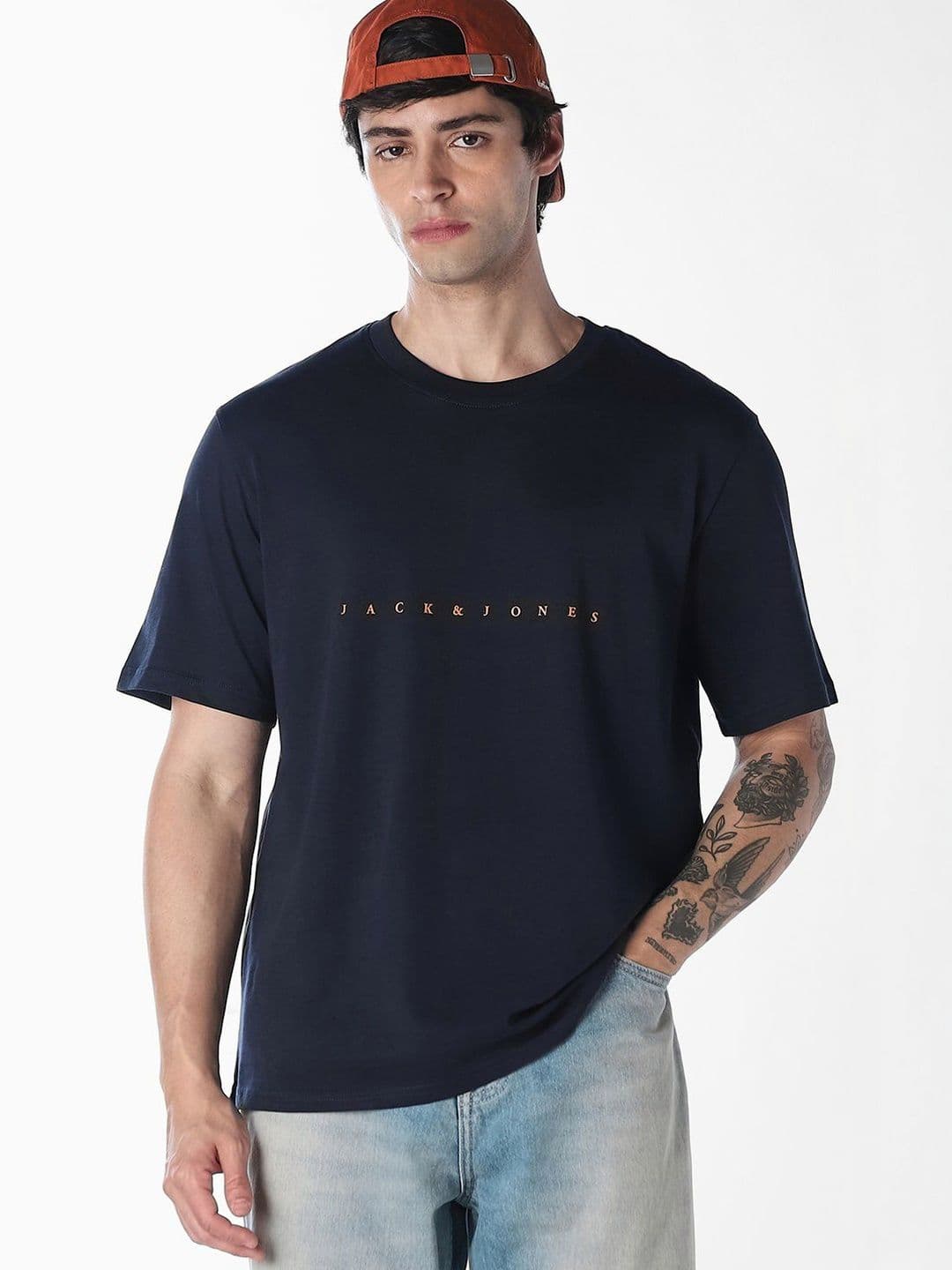Jack & Jones Men Brand Logo Printed Boxy T-shirt - view 1