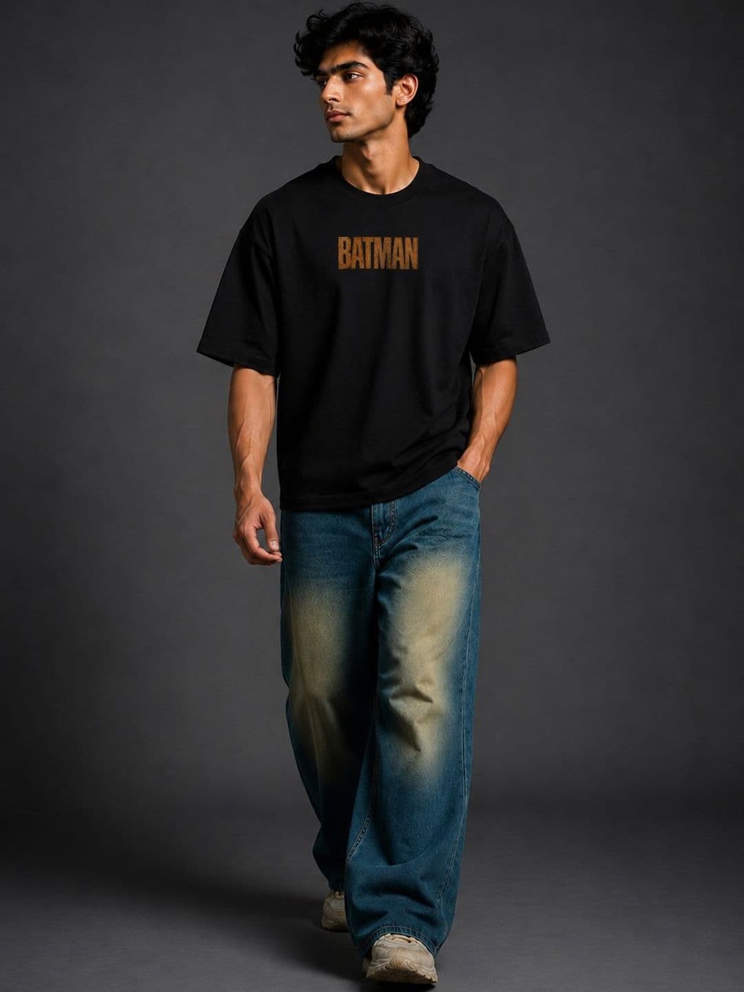 BEOVER Men's Batman Typography Oversized T-shirt - view 1