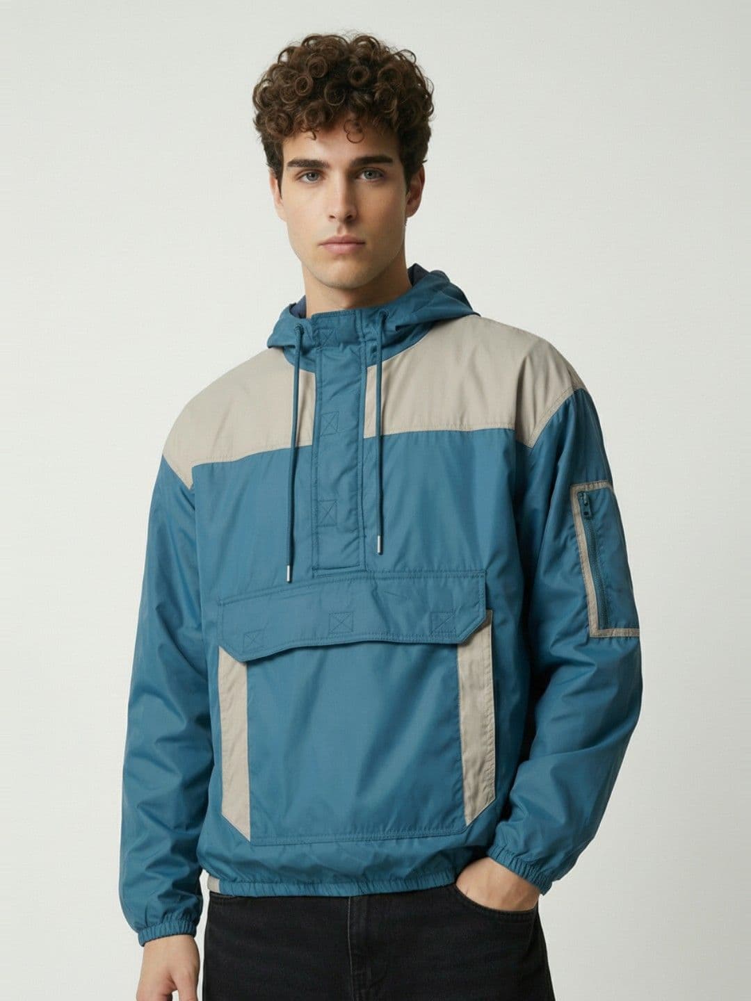 glitchez Colourblocked Hooded Windcheater Bomber Jacket - view 1