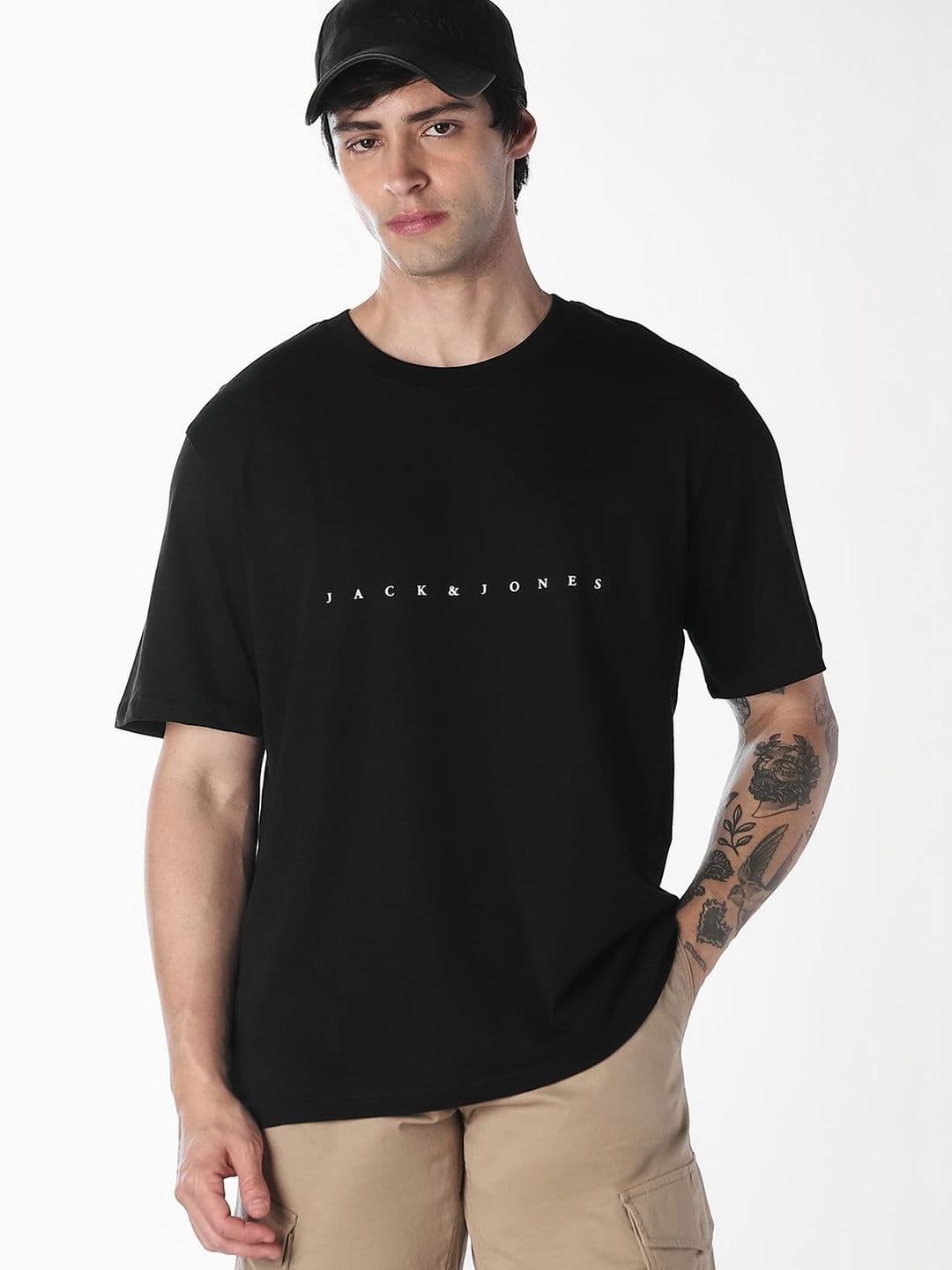 Jack & Jones Men Brand Logo Printed Boxy T-shirt - view 1
