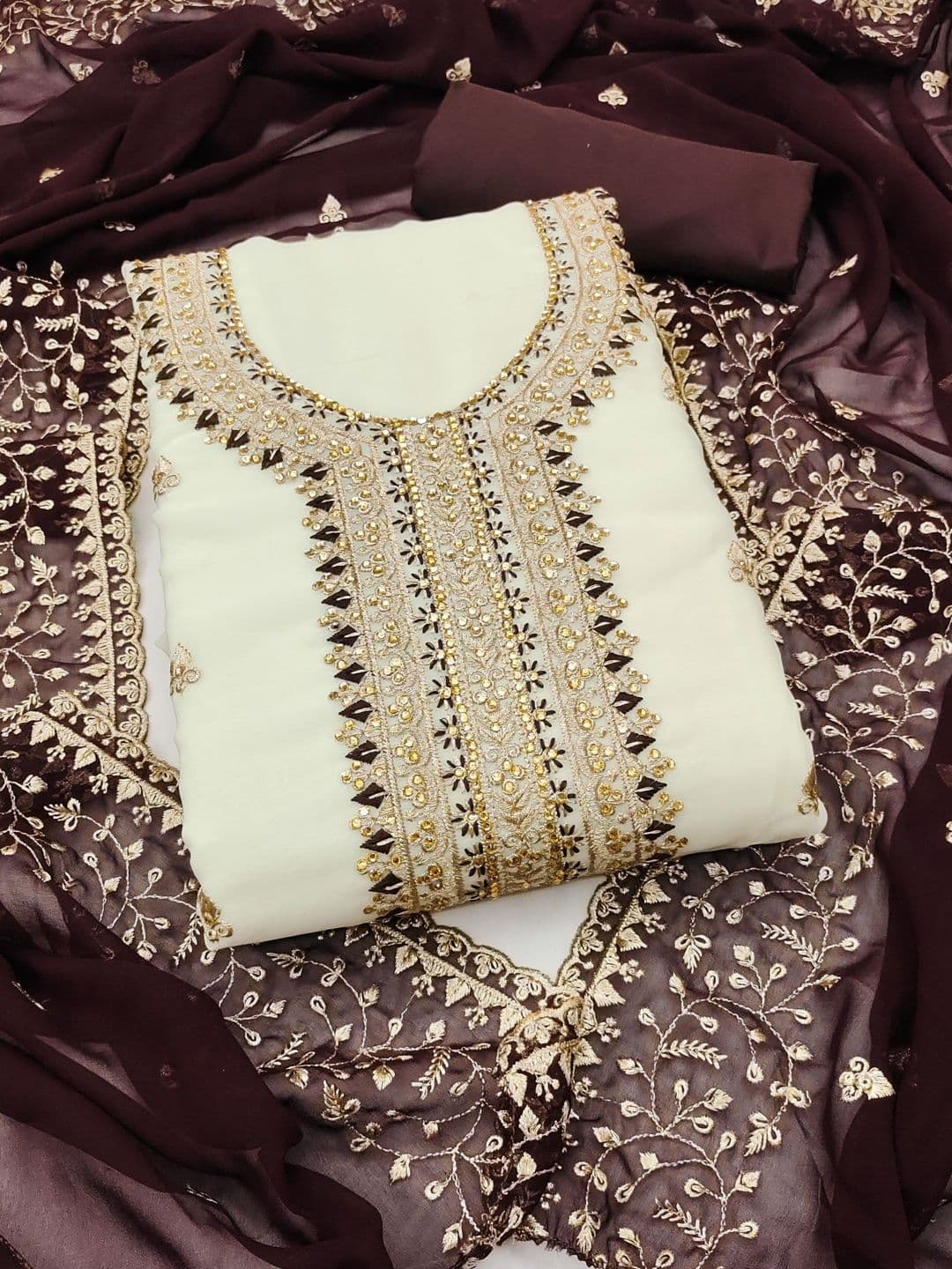Panzora Embroidered Unstitched Dress Material - view 1