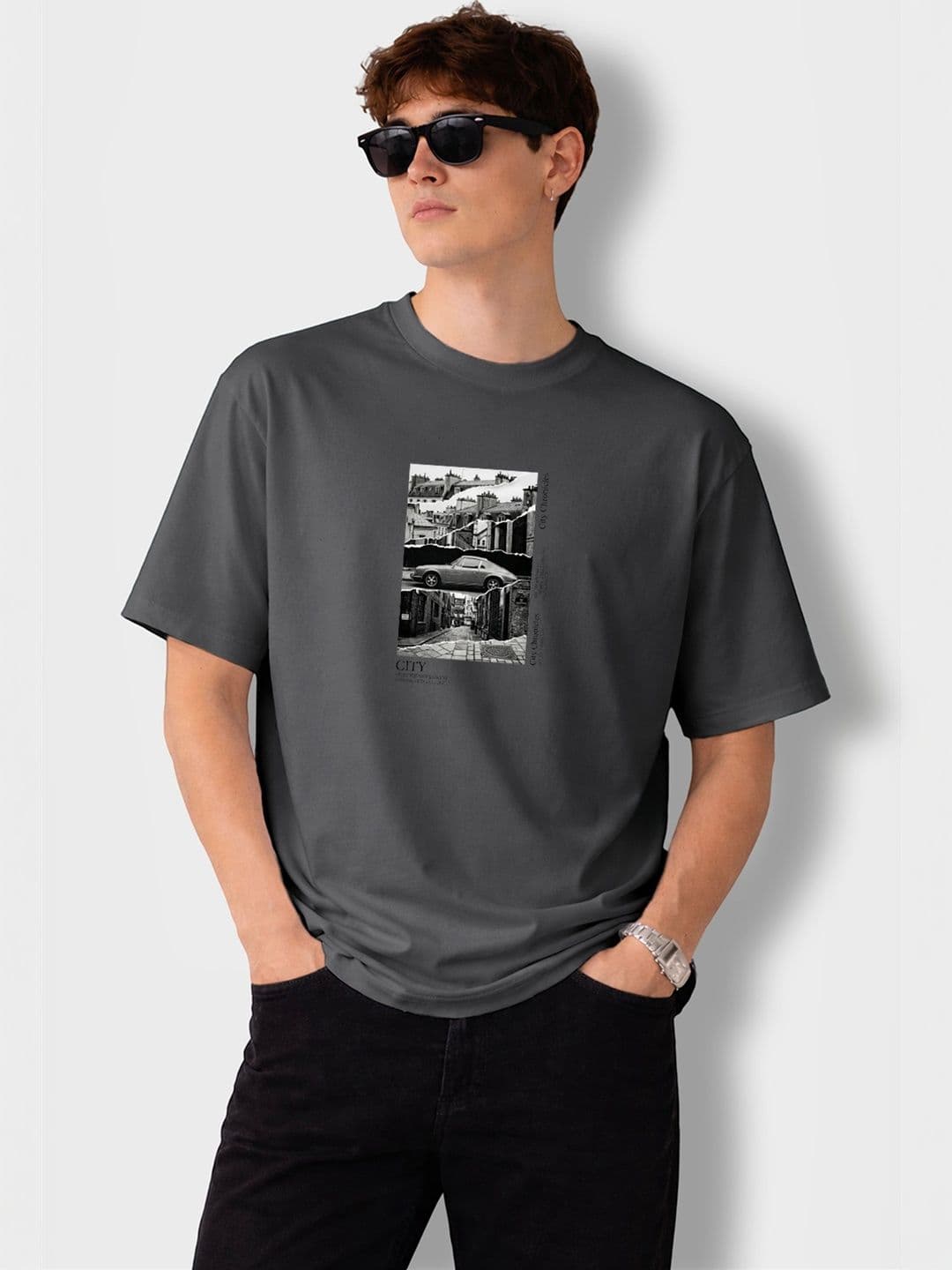 The Roadster Lifestyle Co Graphic Printed Oversized-Fit Organic Cotton T-Shirt - view 1