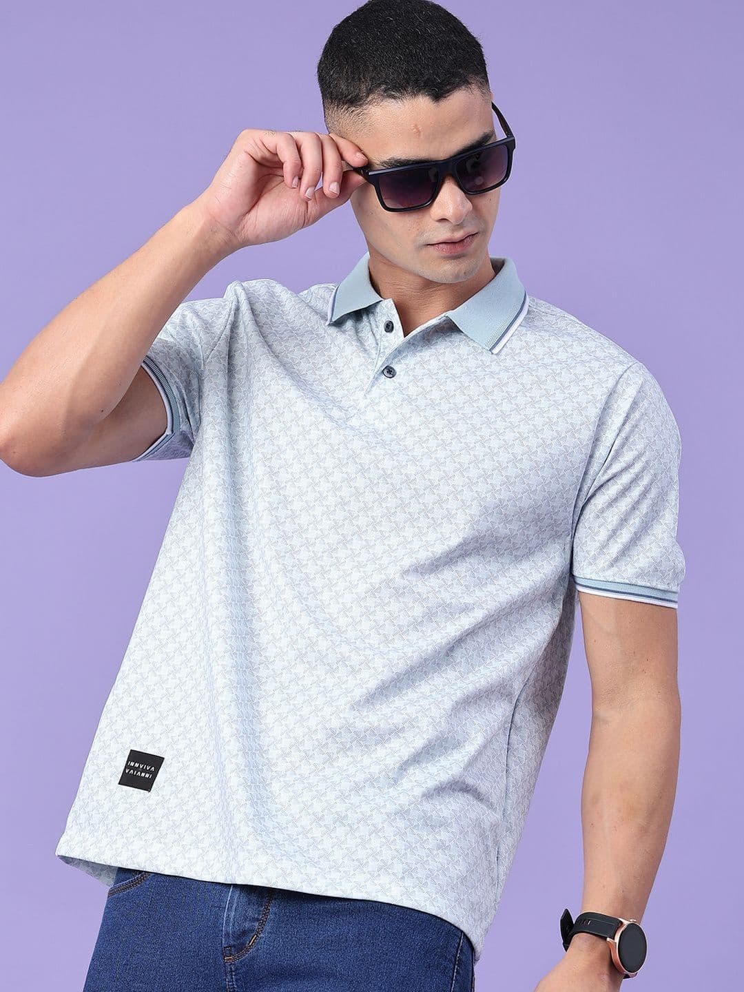 V-Mart Men Printed Polo Collar T-shirt - view 1