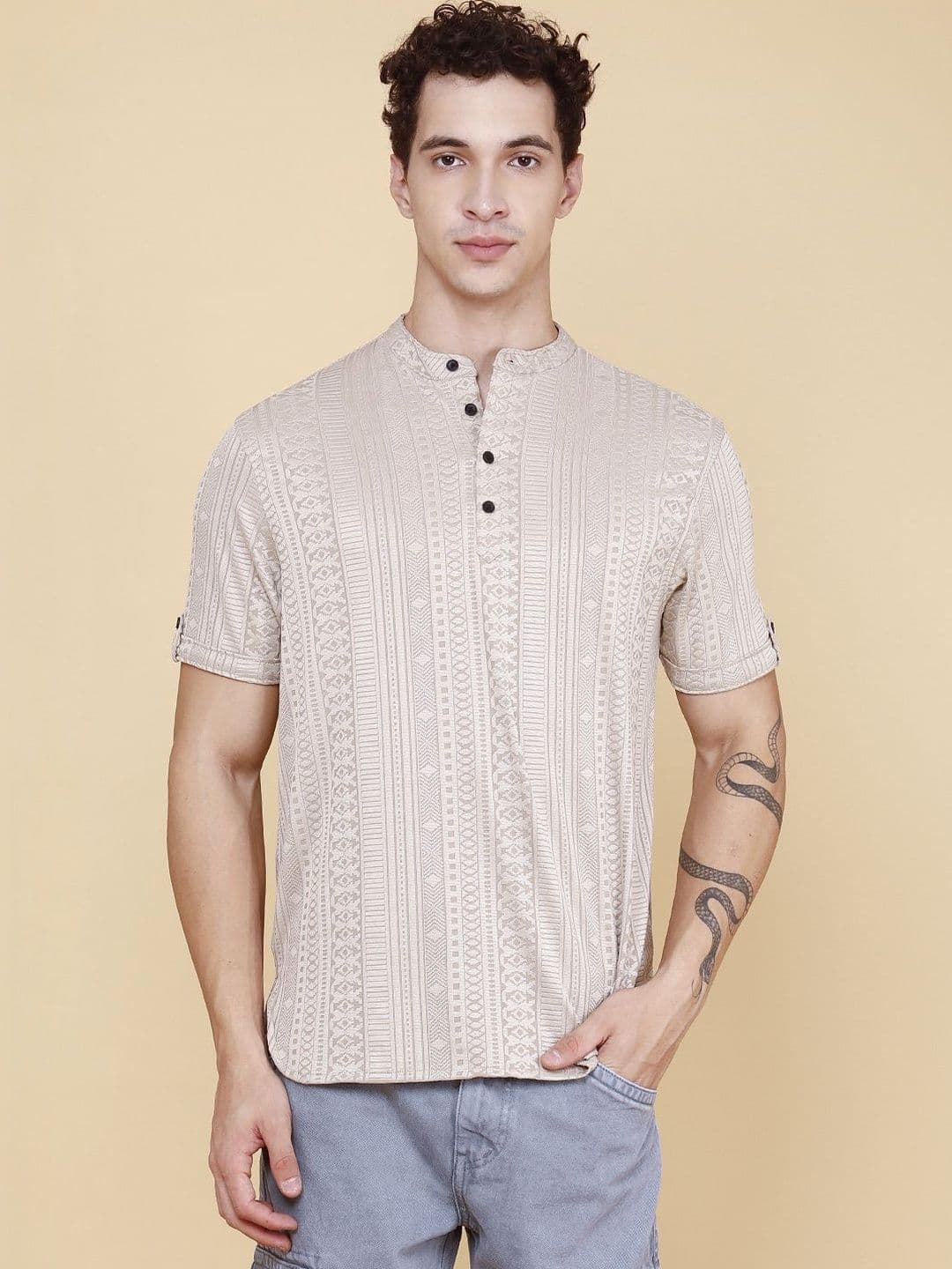 V-Mart Men Mandarin Collar T-shirt - view 1
