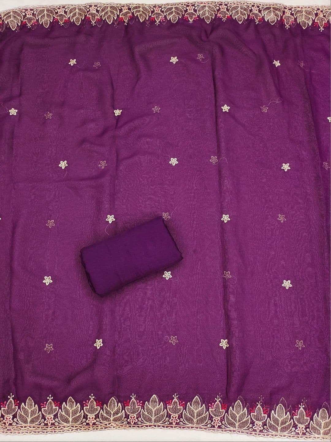 Dhaaga Ghar Floral Embroidered Beads and Stones Unstitched Dress Material - view 1