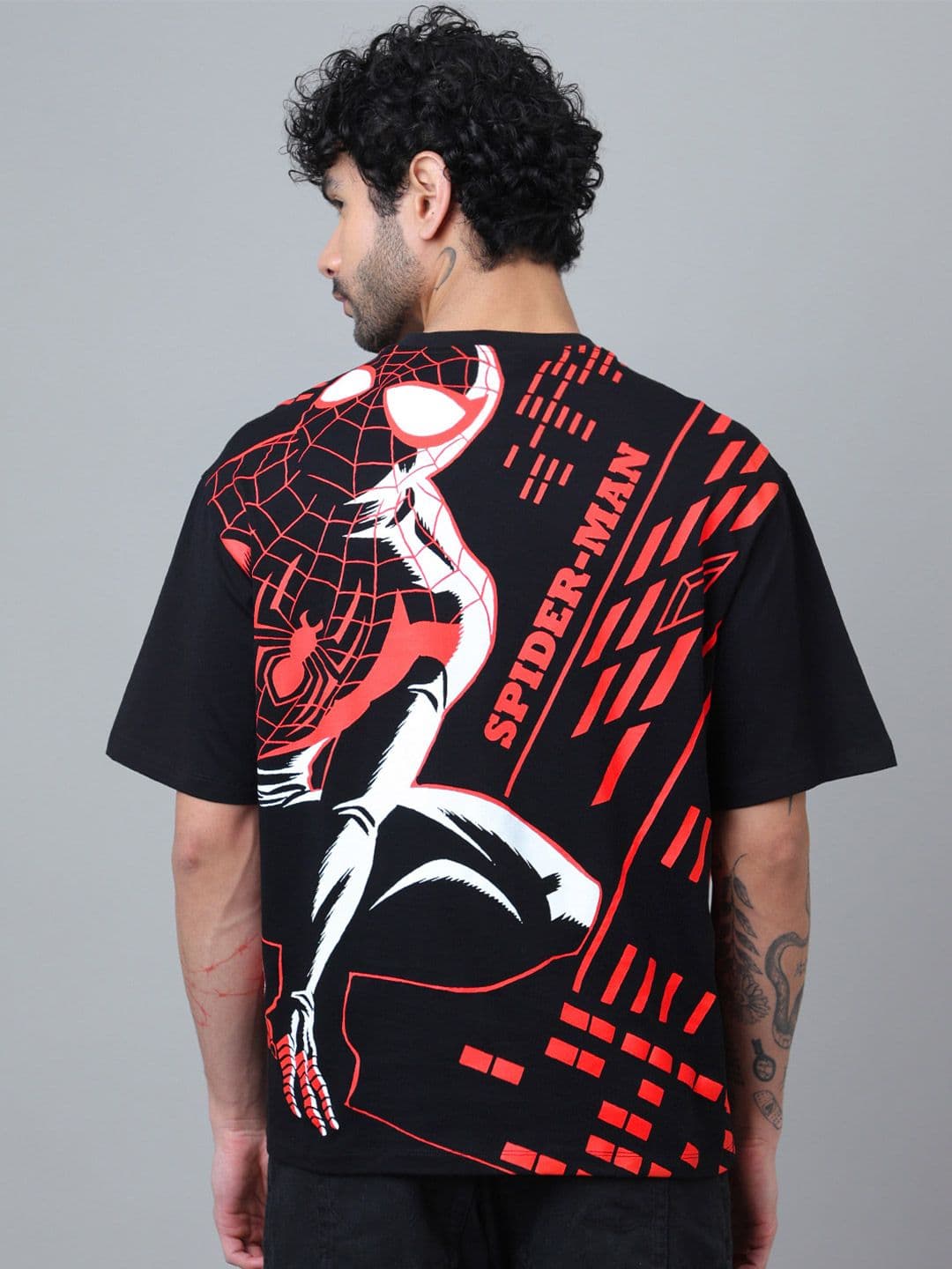 Free Authority Spiderman Printed Cotton Round Neck Oversized T-Shirt - view 1