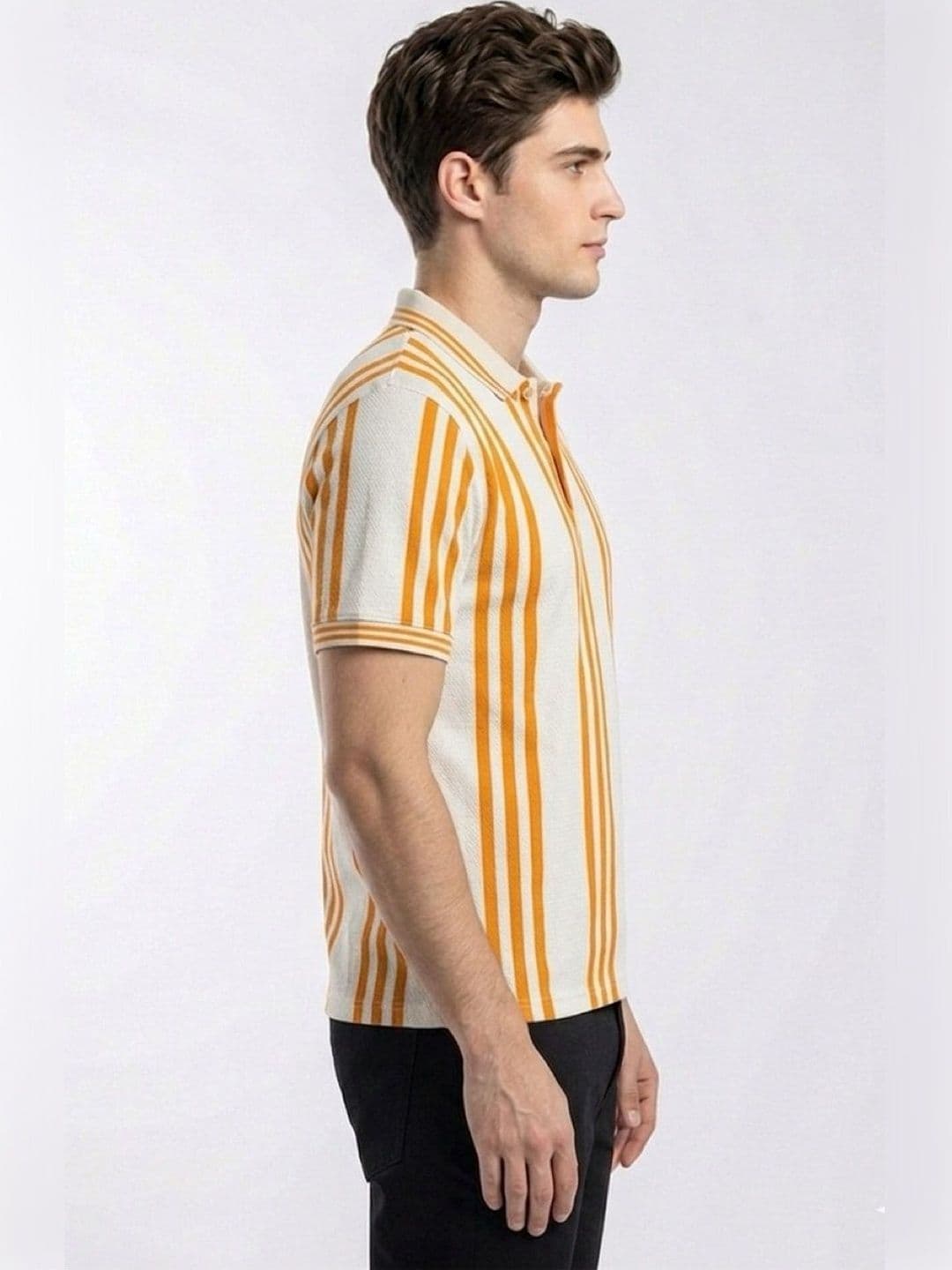 HERE&NOW Men Striped Polo Collar T-shirt - view 1