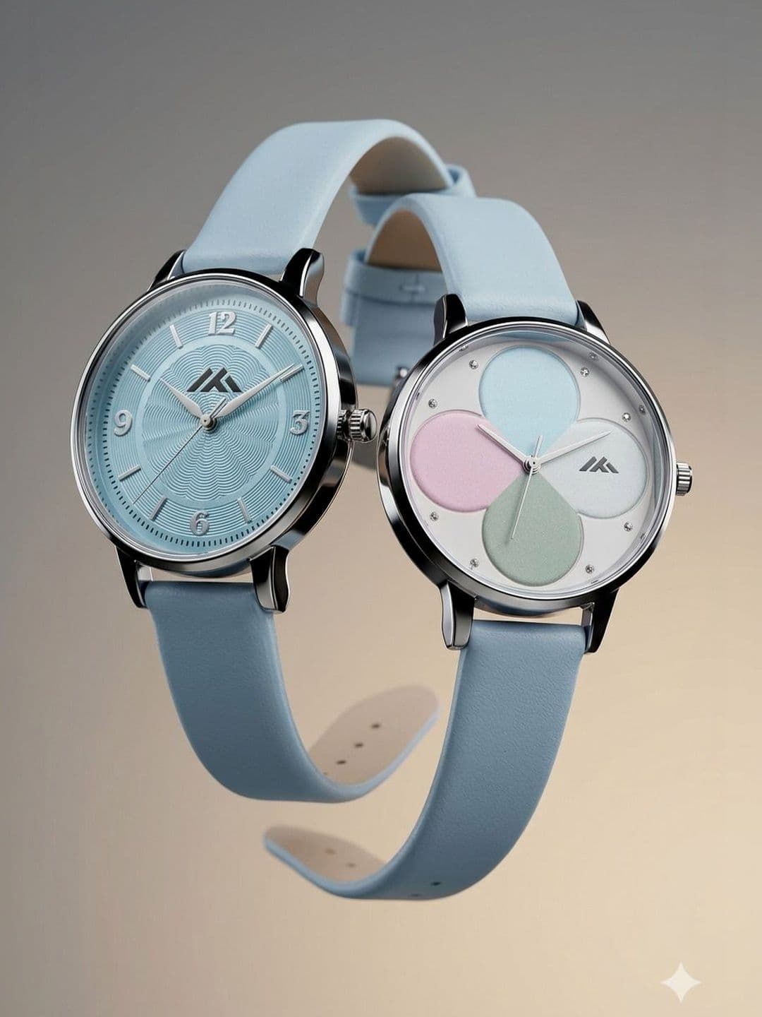 VIRAKTI Women Brass Printed Dial & Leather Straps Analogue Watch G-17-SKY BLUE-G-35-SKY BLUE-COMBO VIR - view 1