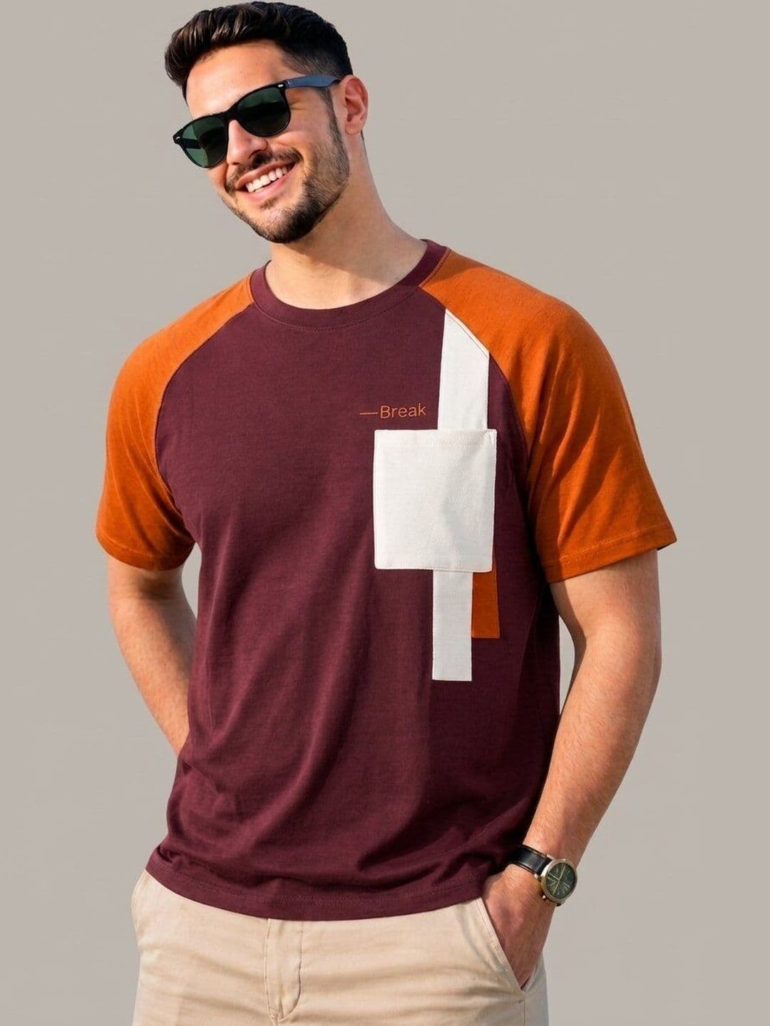 REYA Men Colourblocked Pockets T-shirt - view 1