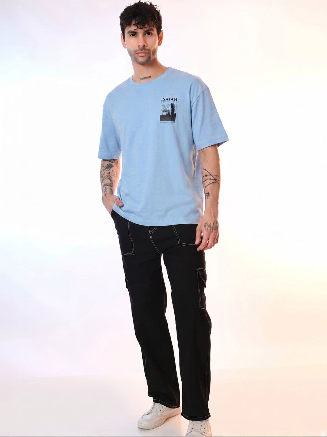 STARFOX Men Typography Printed Cotton Oversized T-shirt - view 1