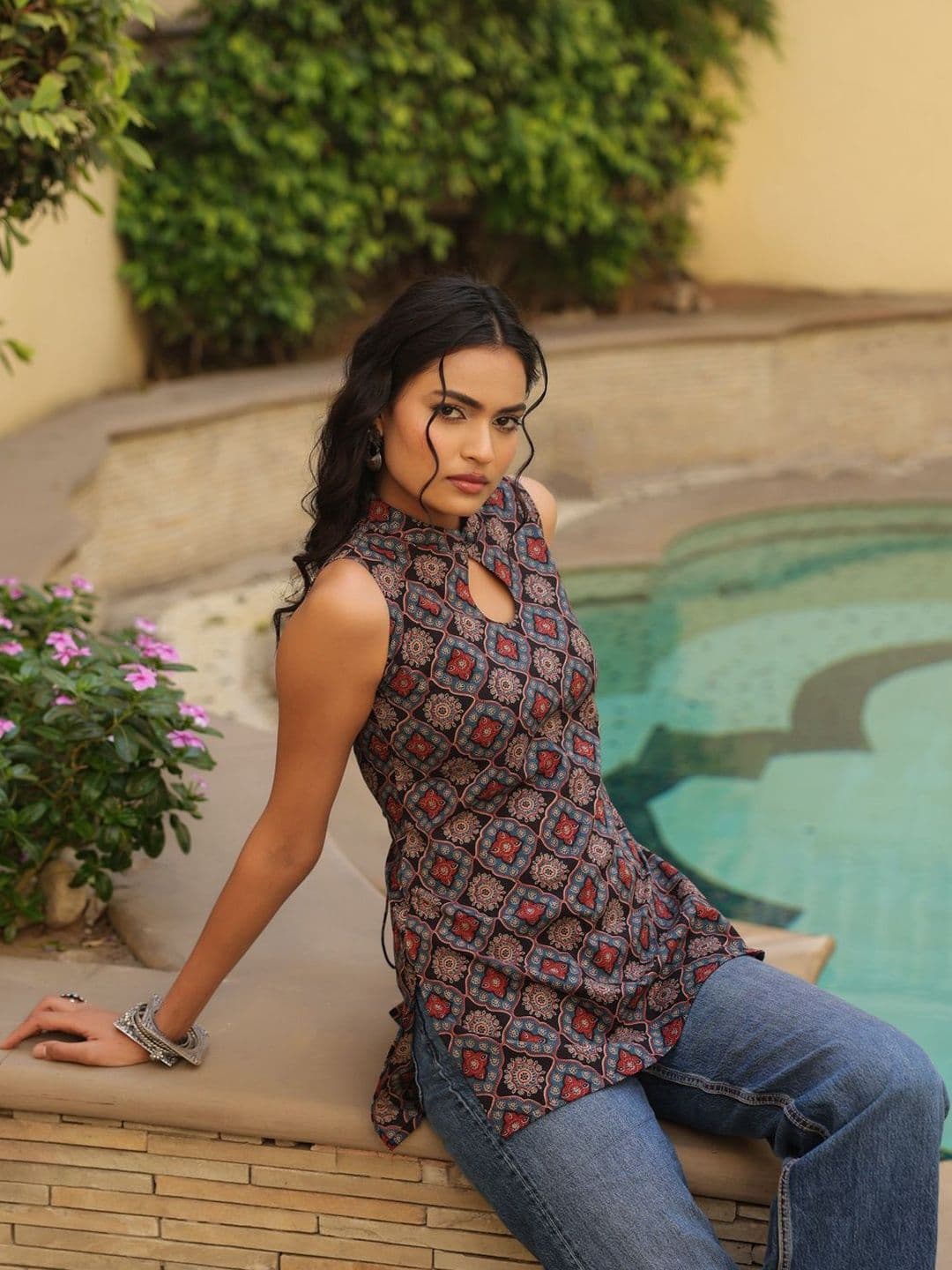 anayna Ethnic Motifs Printed Pure Cotton Kurti - view 1
