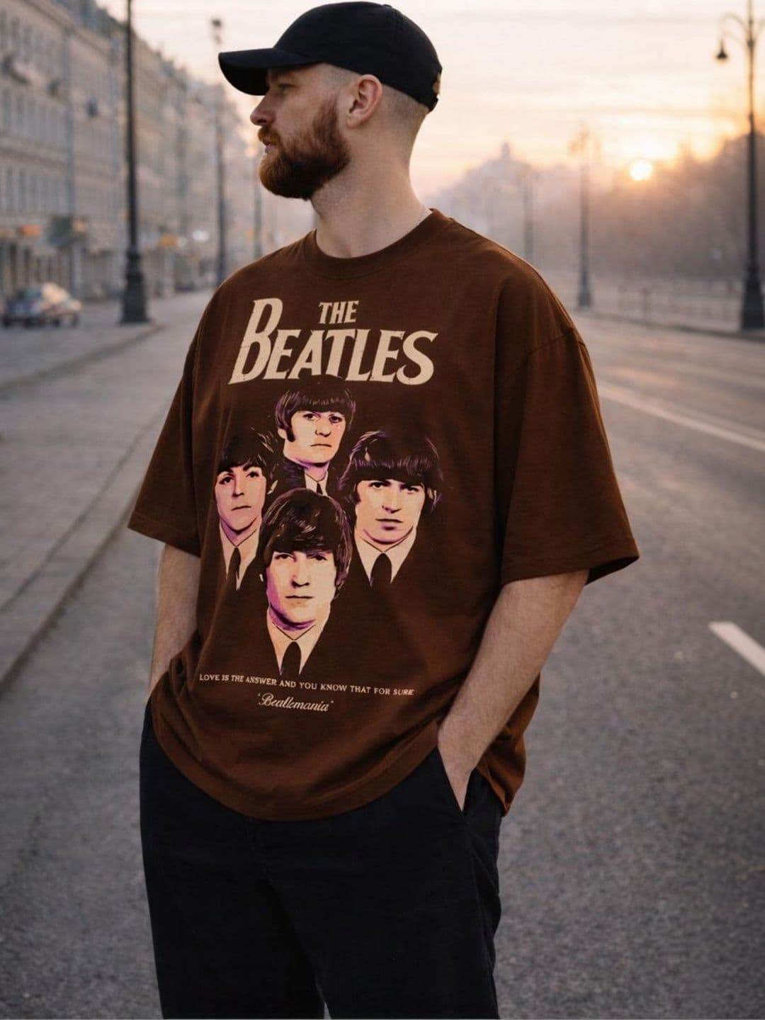 CAPTCHA Graphic The Beatles Printed Drop-Shoulder Sleeves Pure Cotton Oversized T-shirt - view 1