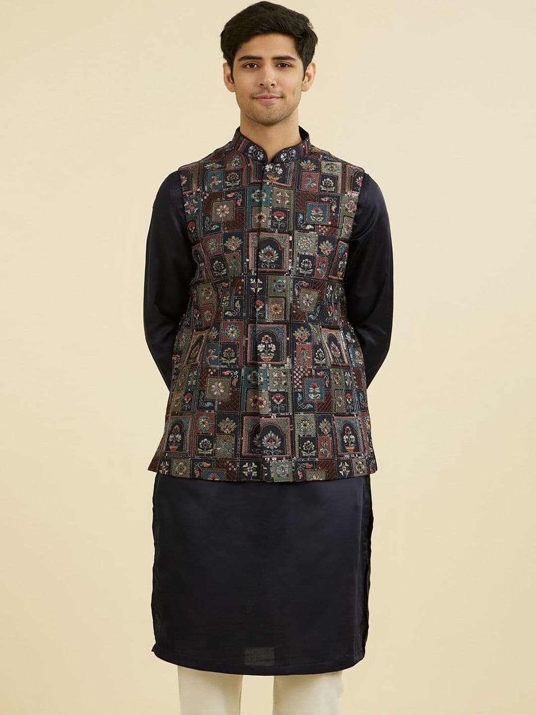 Manyavar Embroidered Mandarin Collar Nehru Jackets - view 1