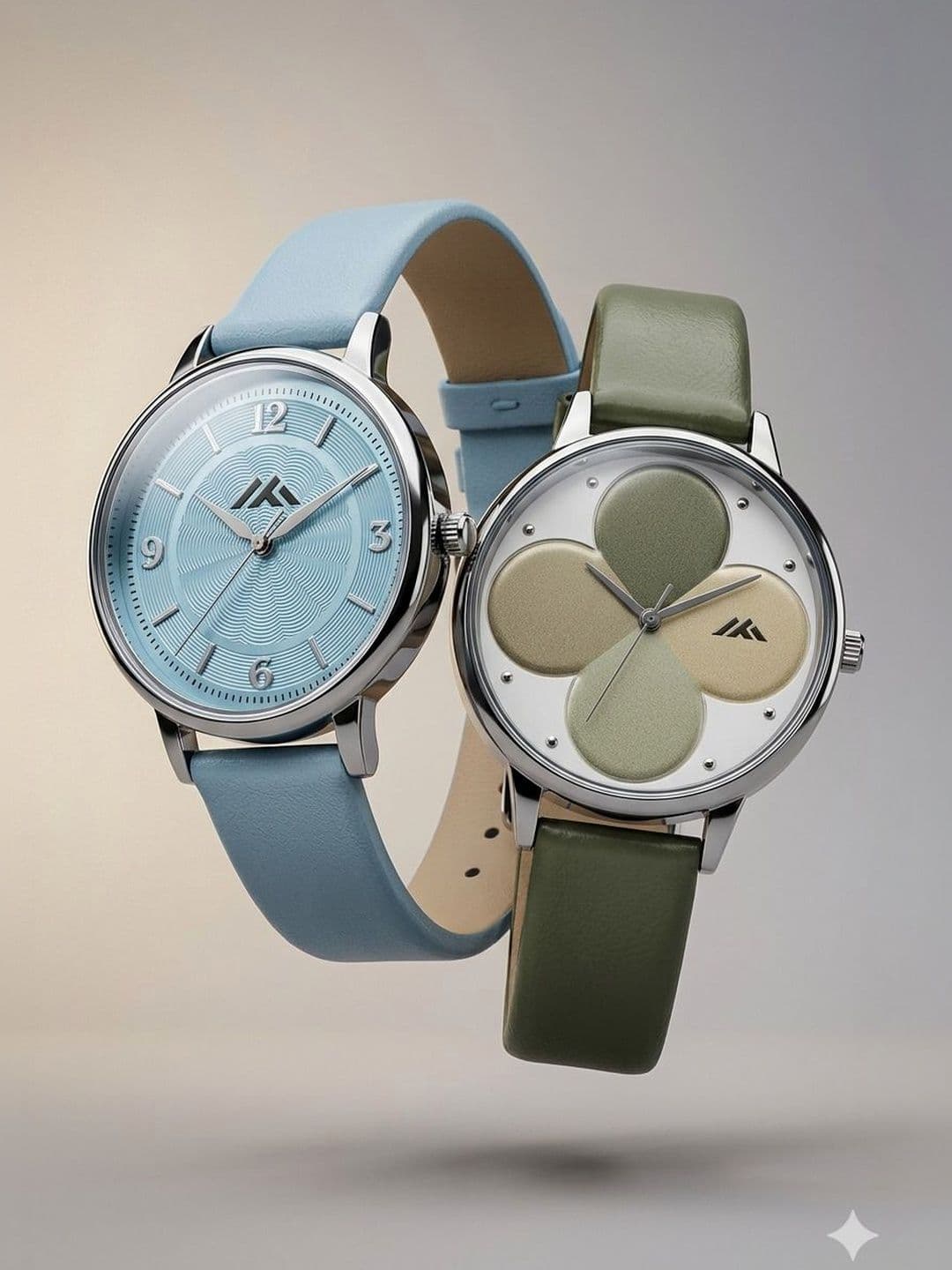 VIRAKTI Women Brass Dial & Leather Straps Analogue Watch G-17-SKY BLUE-G-35-DARK GREEN-COMBO VIR - view 1