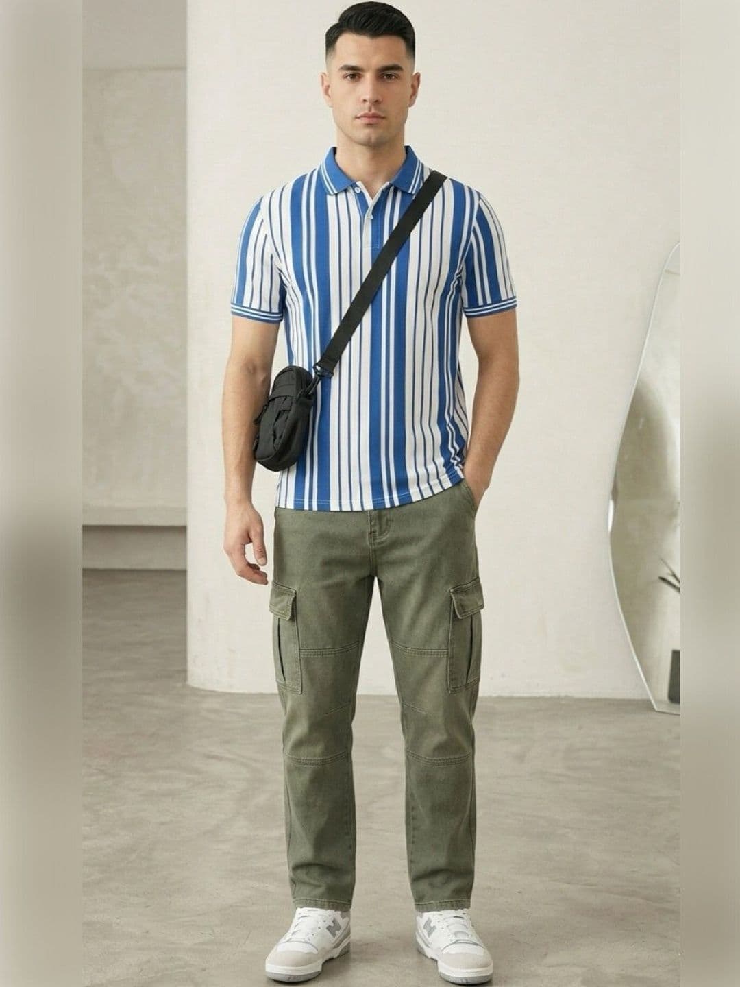 HERE&NOW Men Striped Polo Collar T-shirt - view 1
